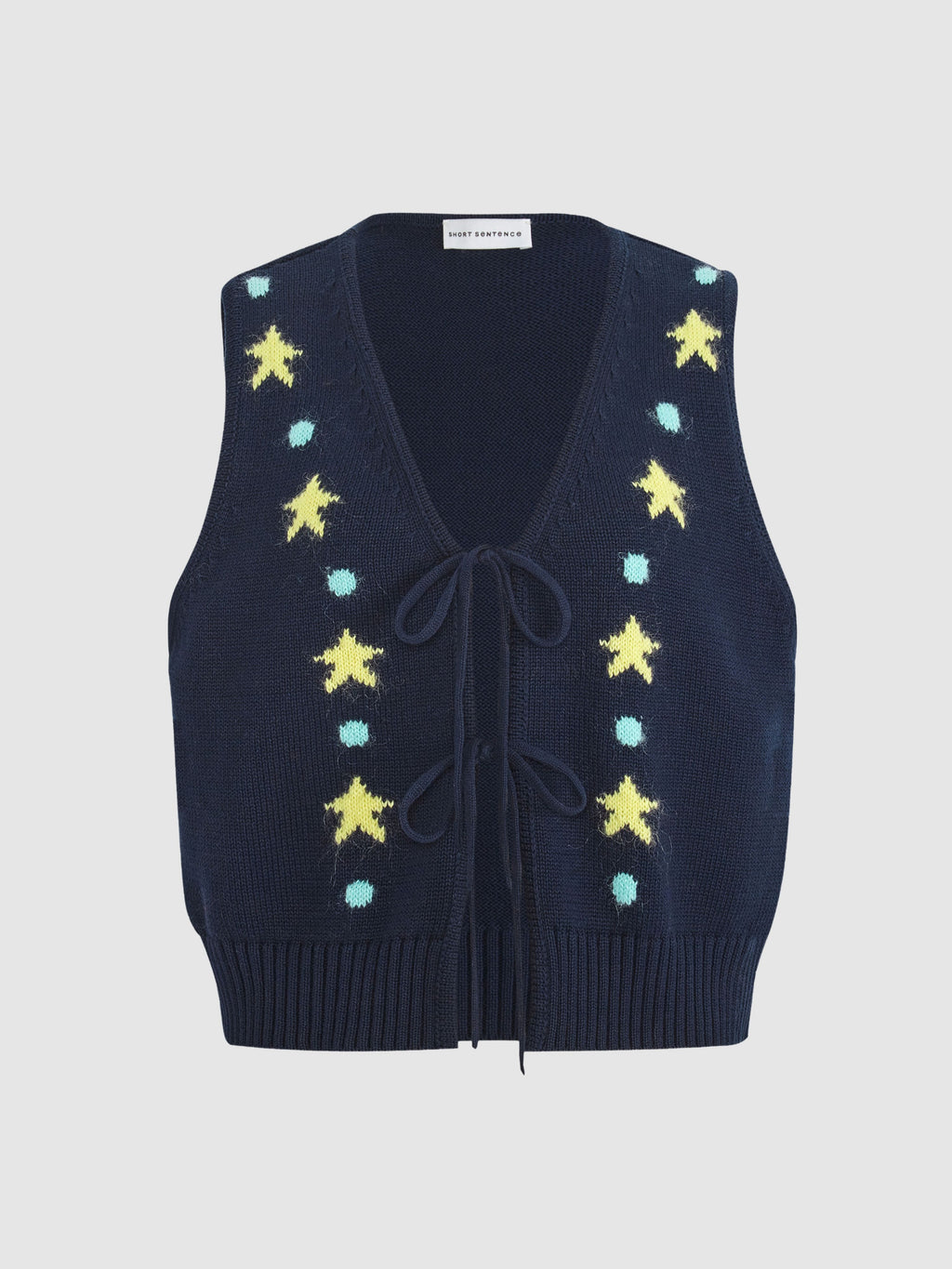 Tie-front Jacquard Vest - 5