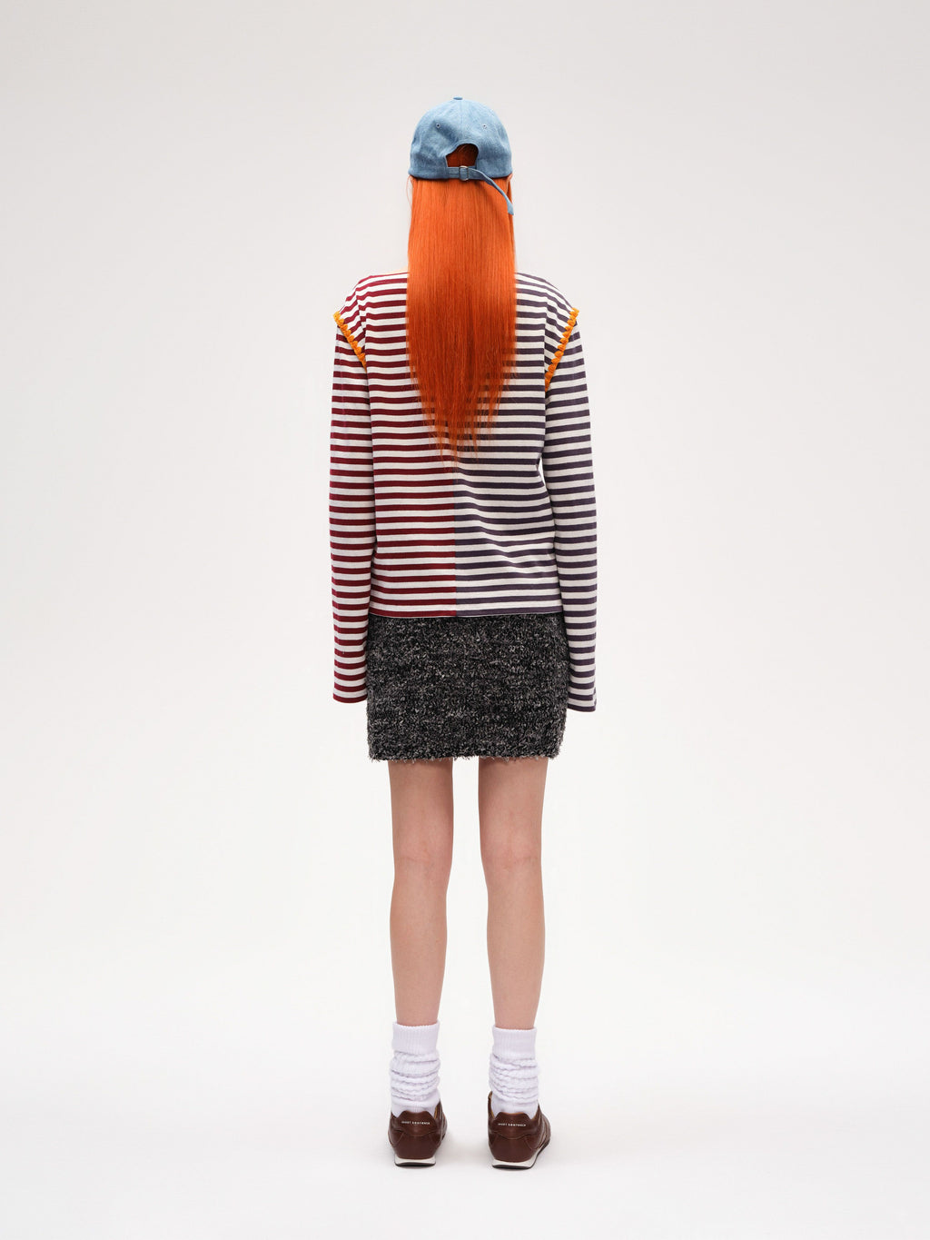 Color Block Striped Shell Embroidered T-shirt - 3