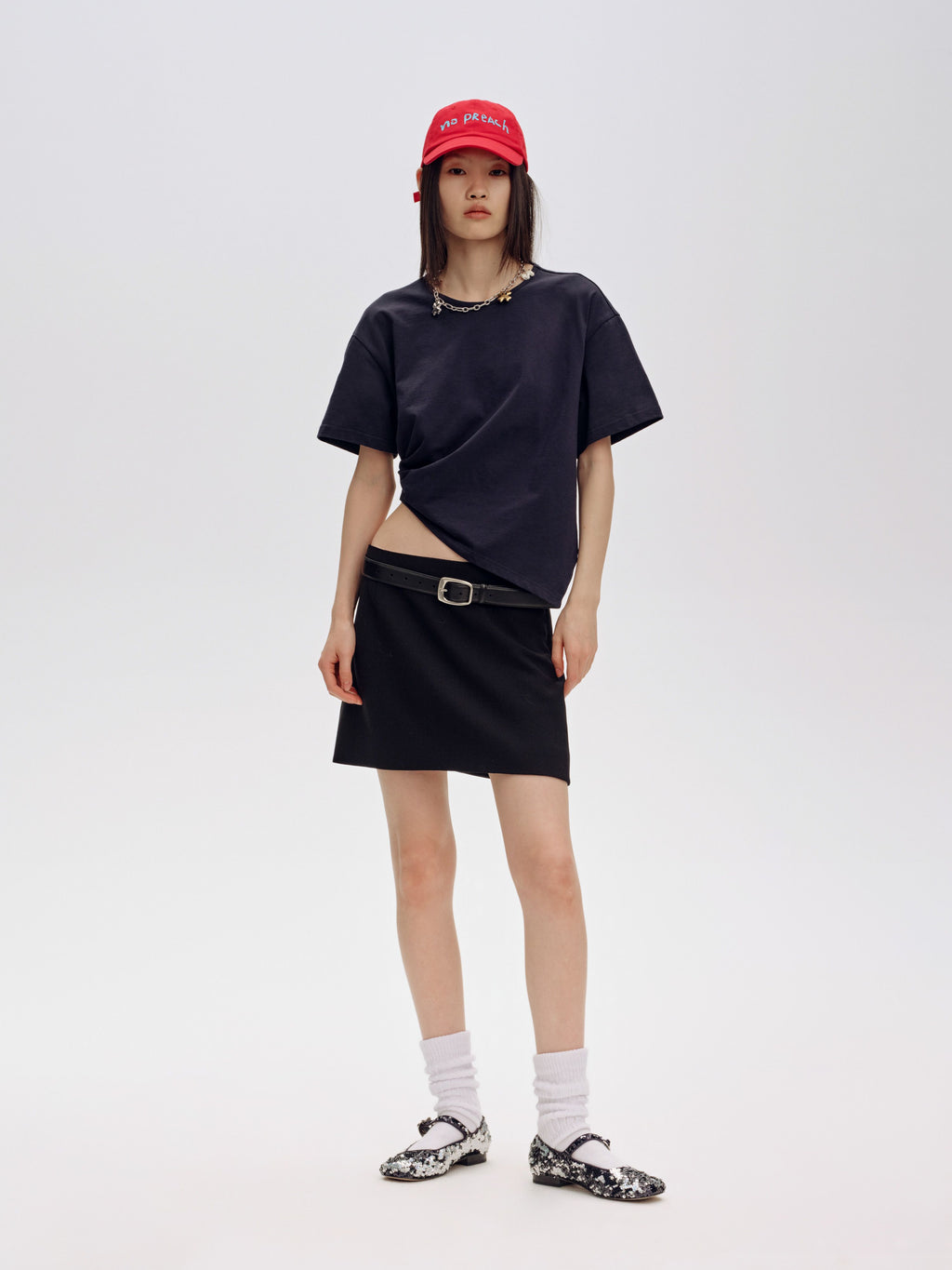 Asymmetric Gathered T-Shirt - 2