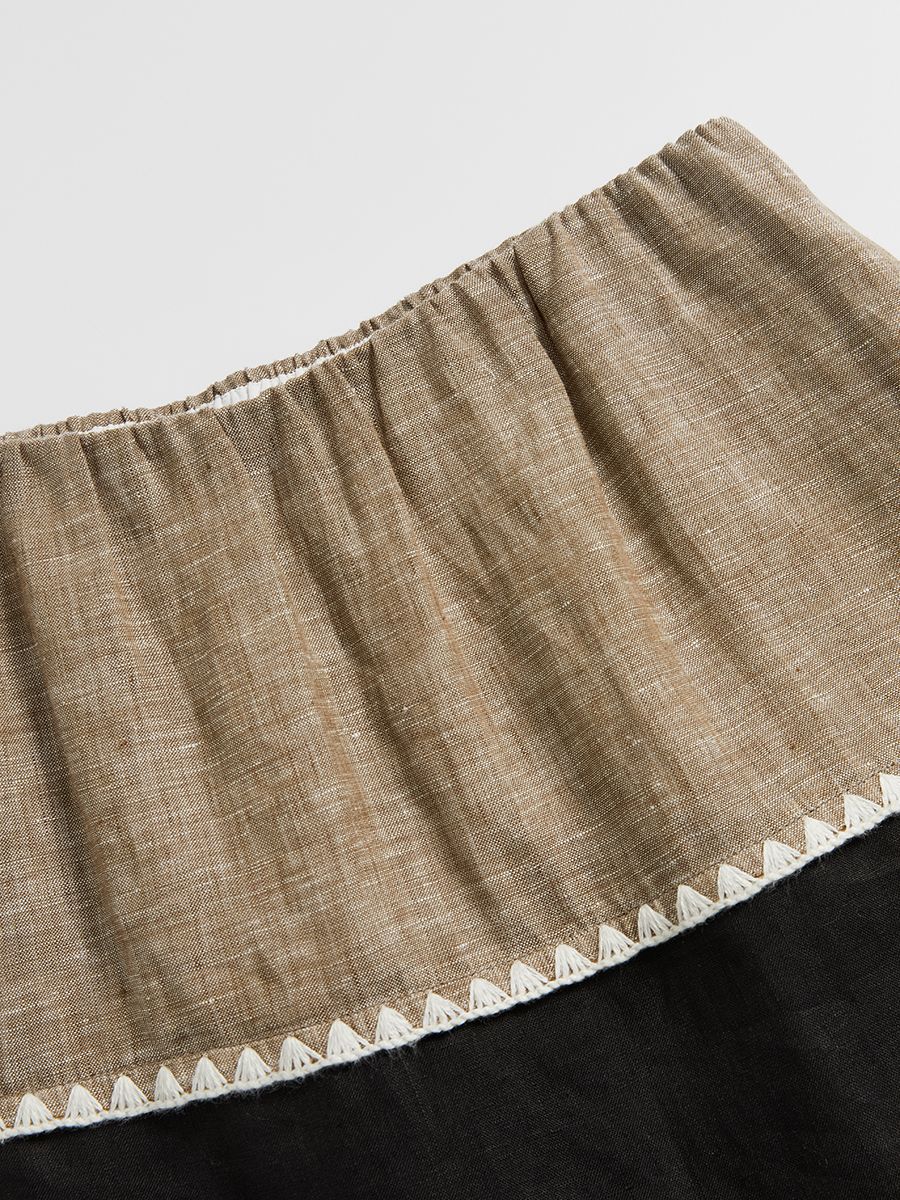 Colorblock A-line Midi Skirt - 3