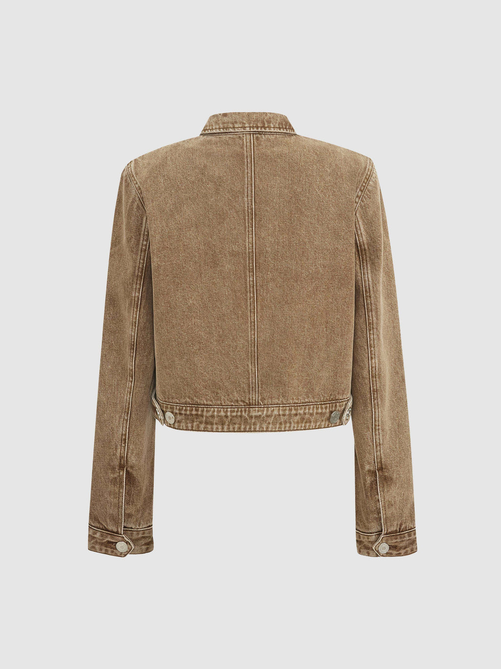 Tan Short Denim Jacket - 6