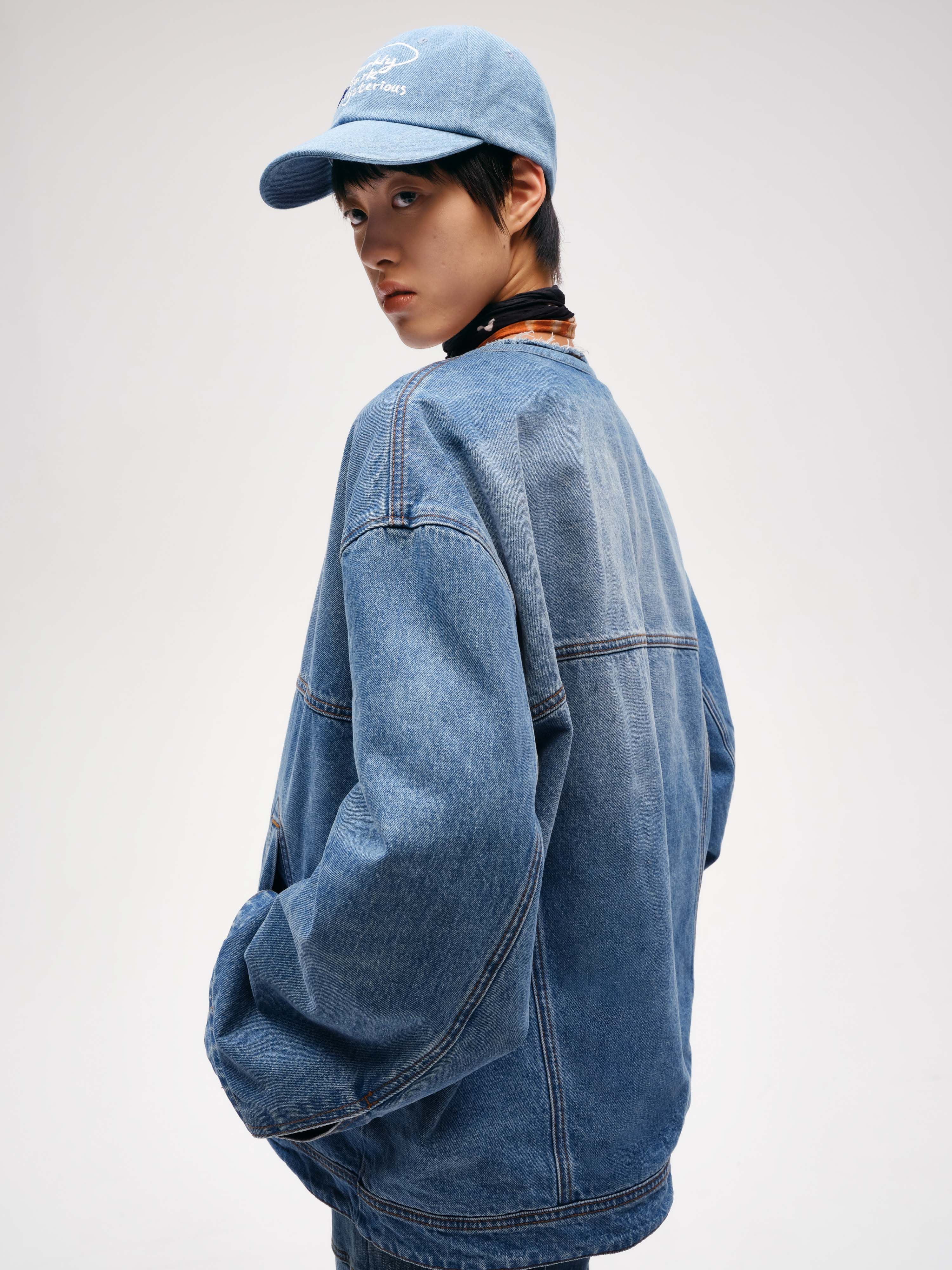 Oversized denim quilted cotton jacket - 6