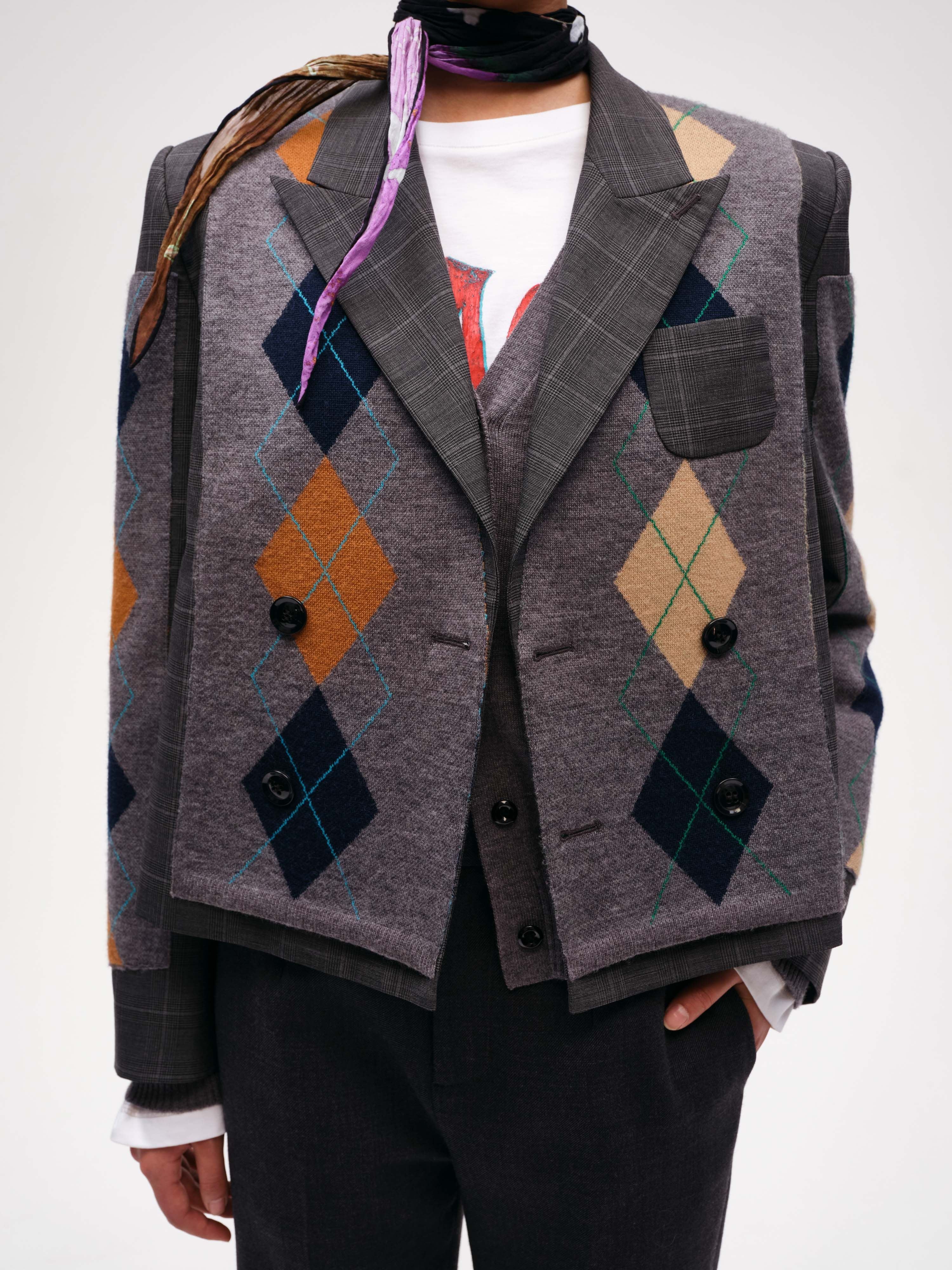 Argyle Swatch Patchwork Blazer - 4