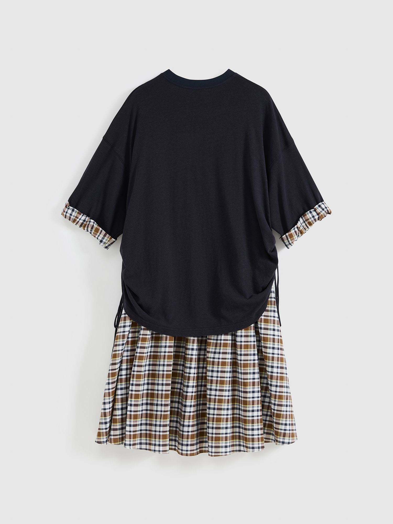 Plaid Patchwork Pleated Dress - 12