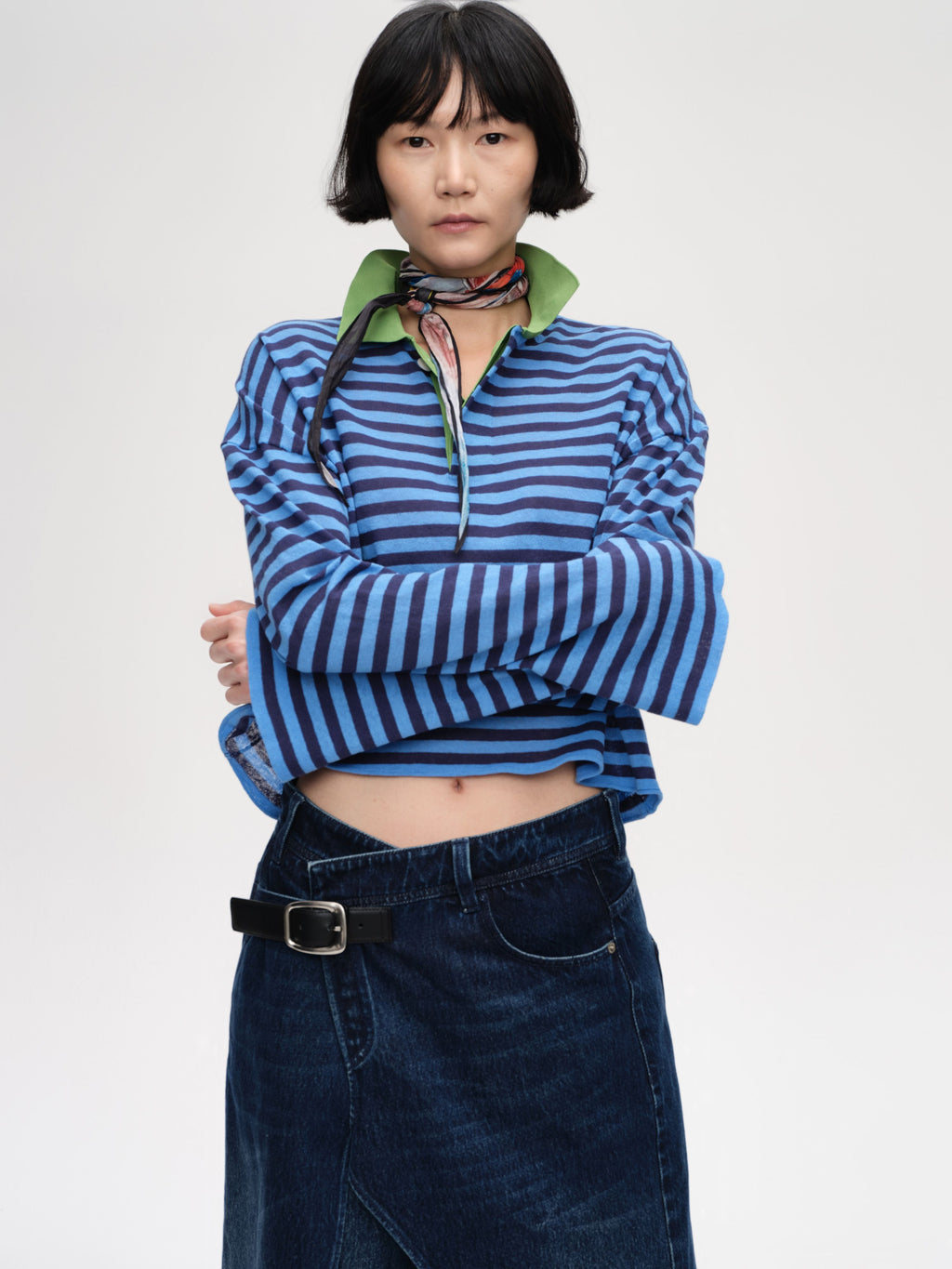 Striped Polo Knit Shirt - 1