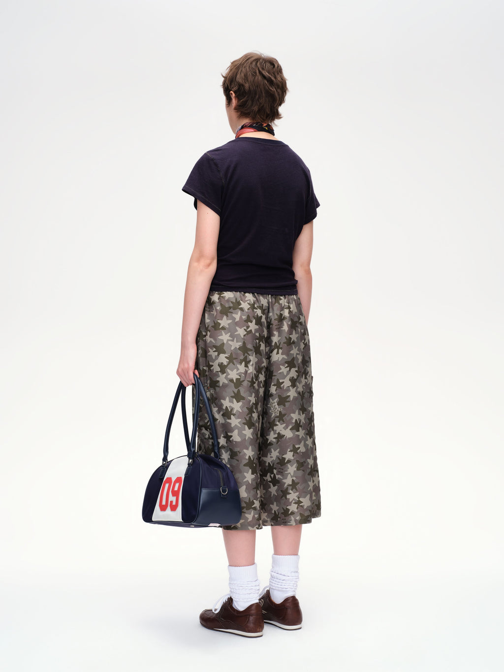Silk Camouflage Wide-Leg Cropped Trousers - 4