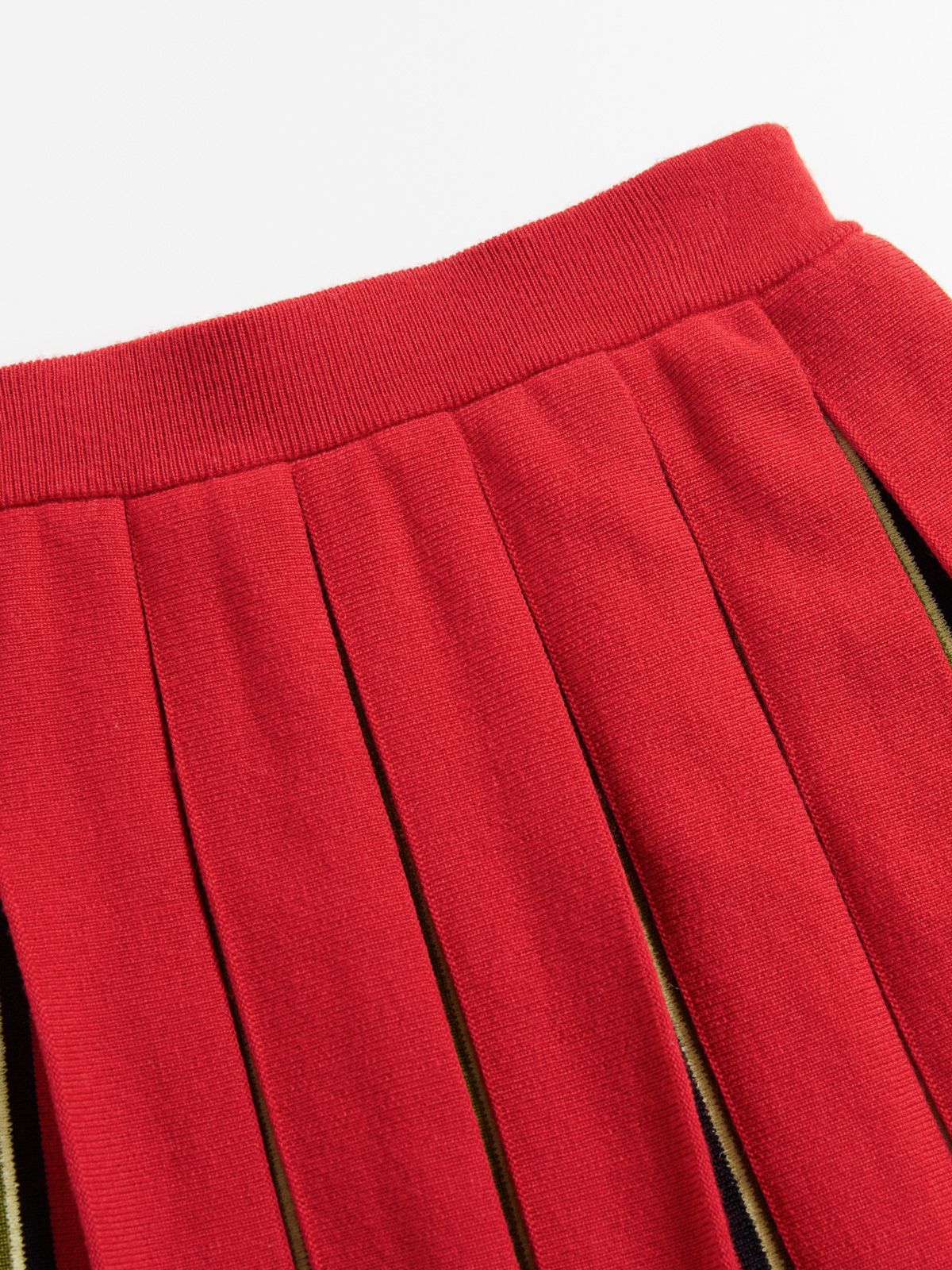 Striped Pleated Knit Skirt - 4