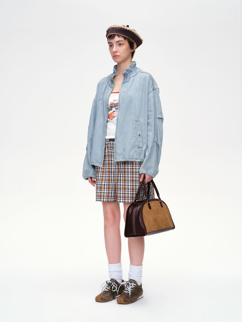 Ruffled Collar Tencel Denim Jacket - 3