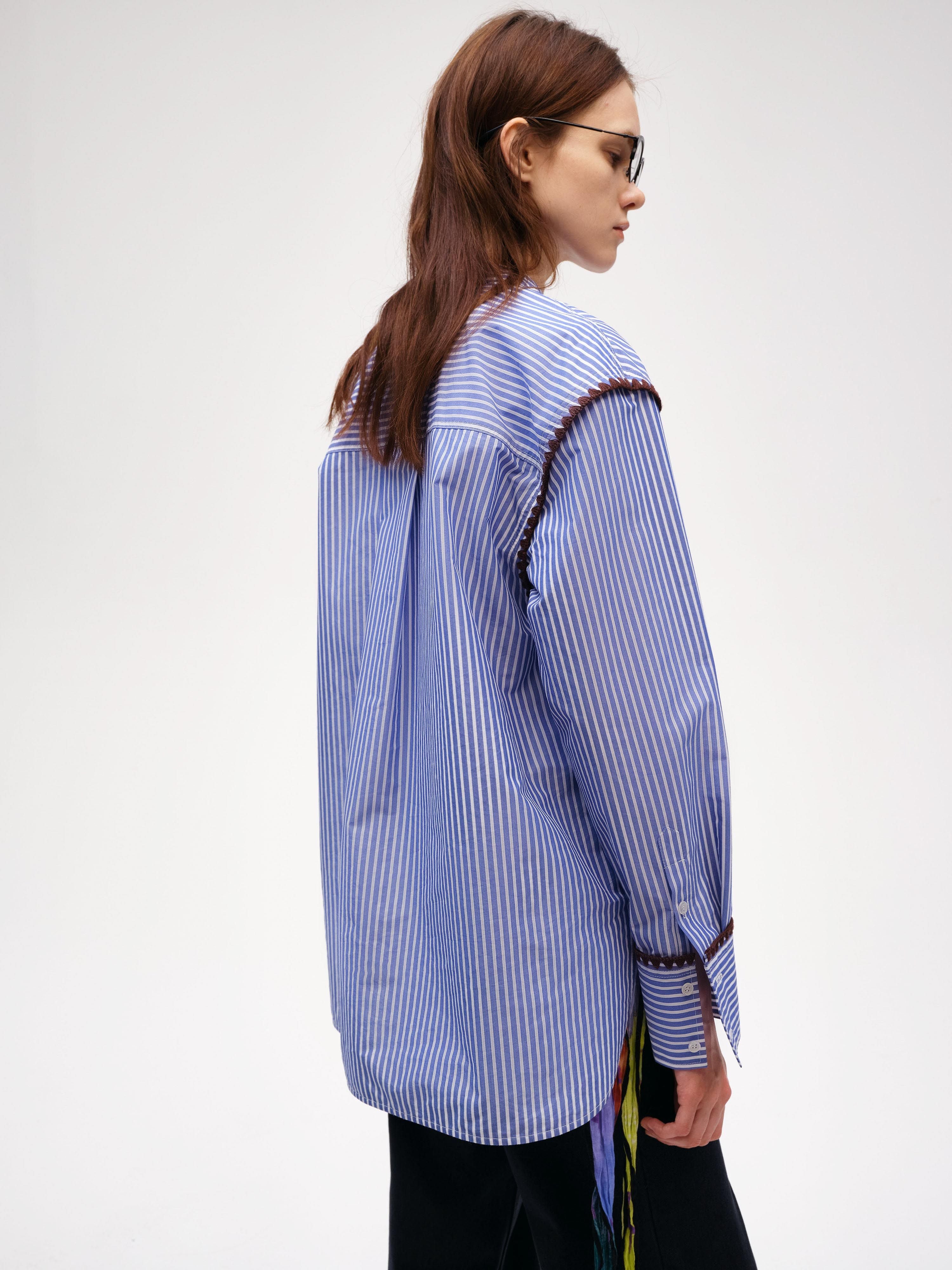 Collarless Shell Embroidered Shirt - 6