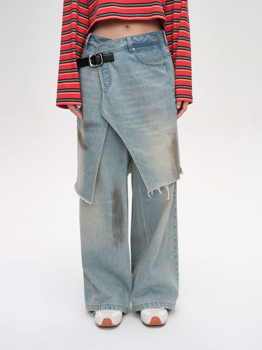 Buckled Denim Culottes - 1