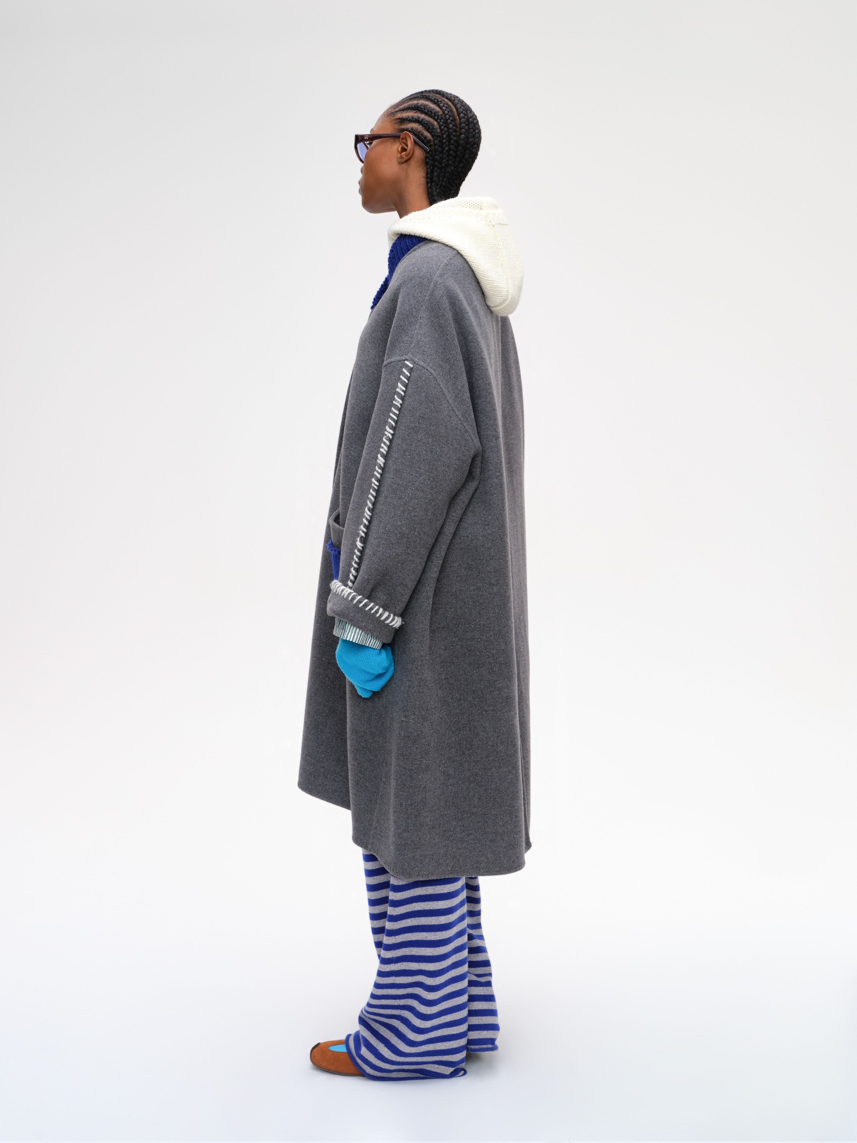 Knitted Lapel Double-Face Coat - 3