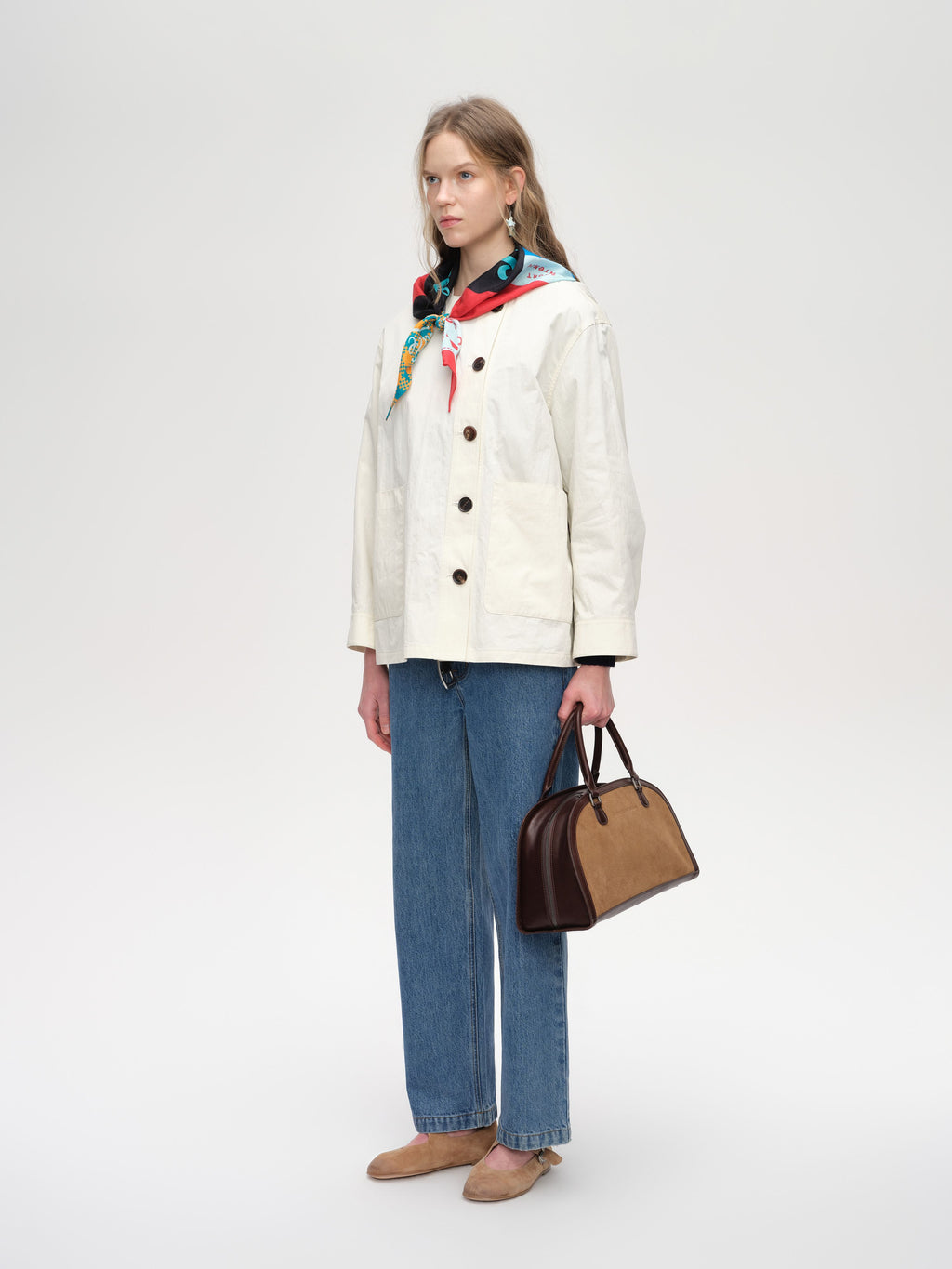 Scarf Collar Cropped Trench Coat - 3
