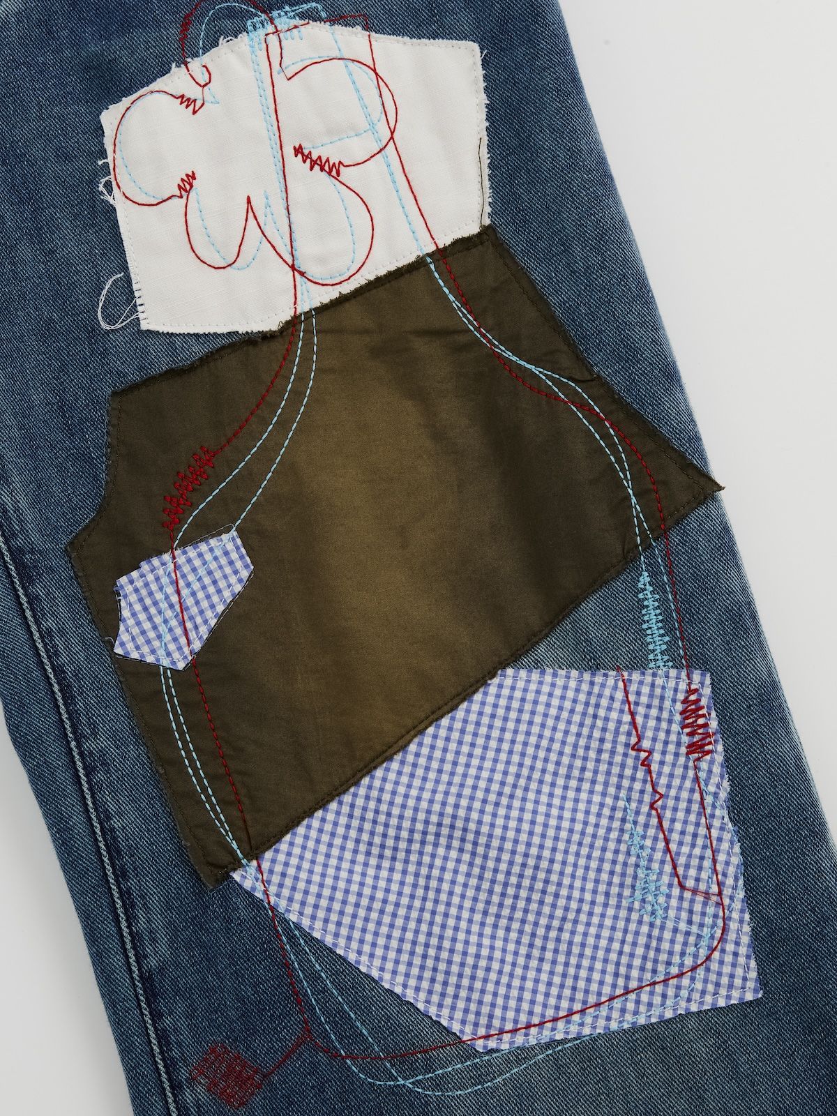Patchwork Embroidered Straight-Leg Jeans - 4