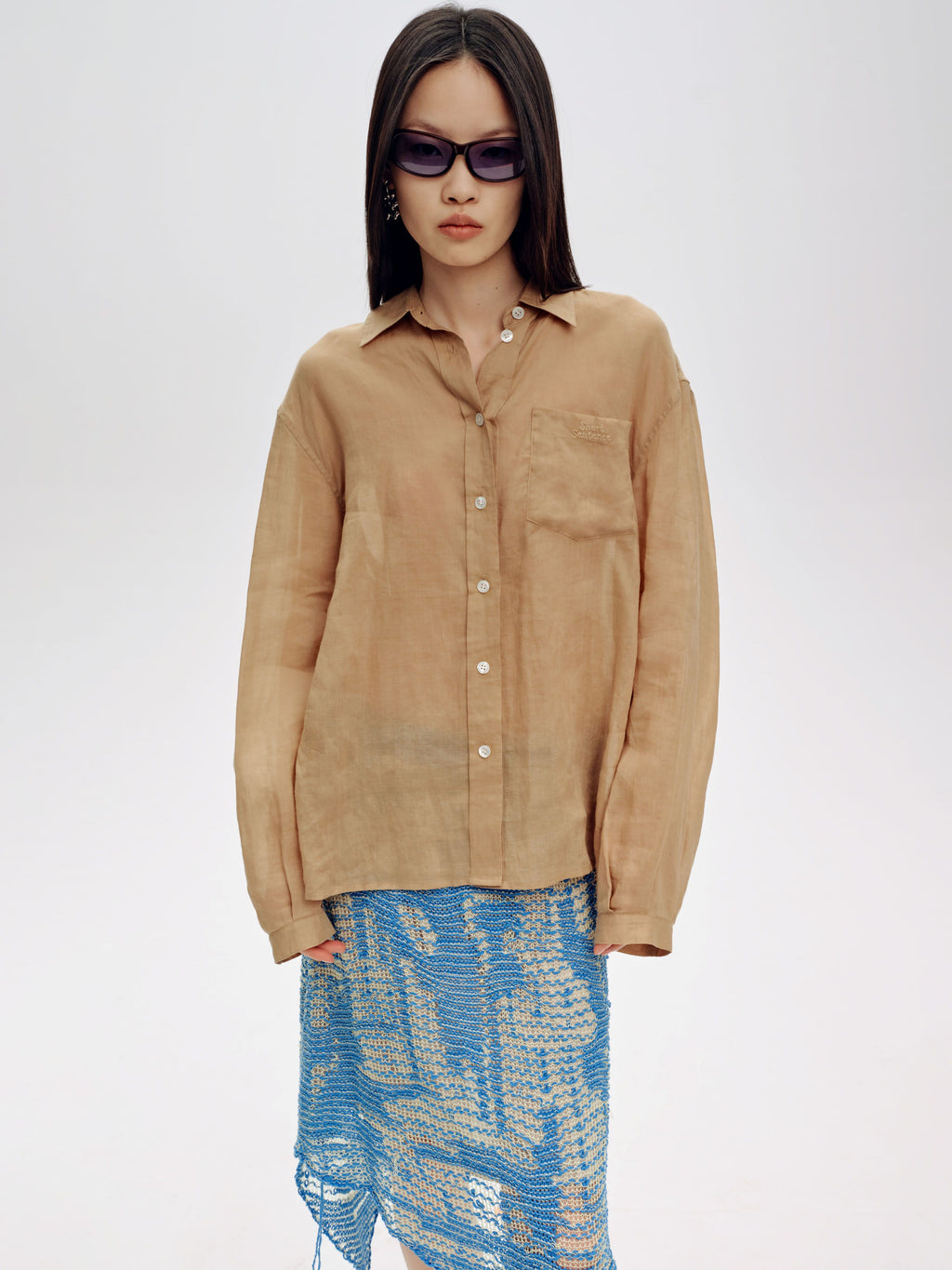 Ramie Logo Embroidered Shirt - 1