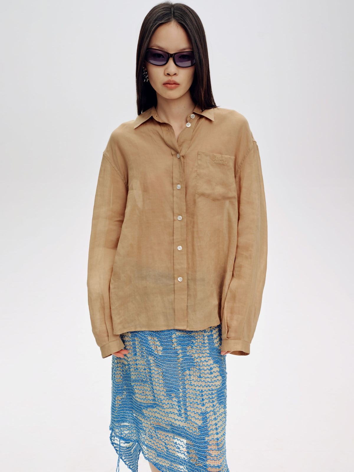 Ramie Logo Embroidered Shirt - 1