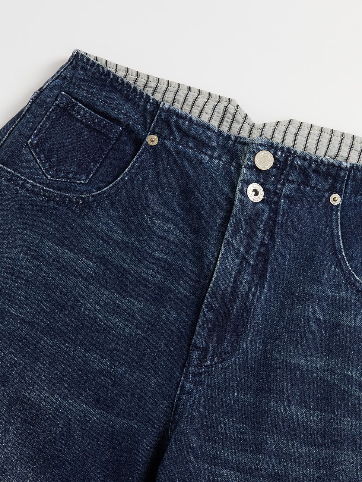 Curved Hem Denim Trousers - 5