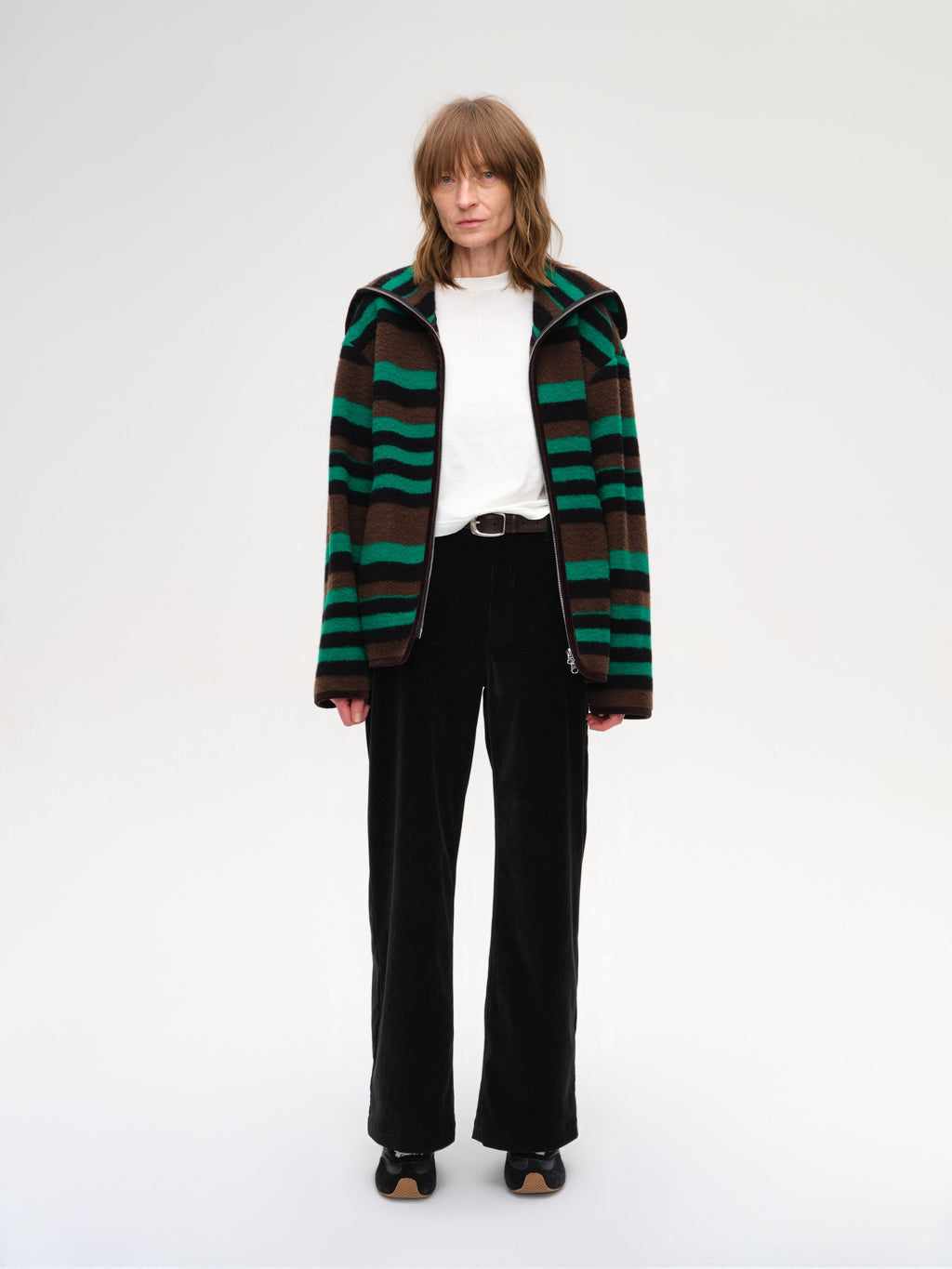 Colorful Striped Lapel Jacket - 1