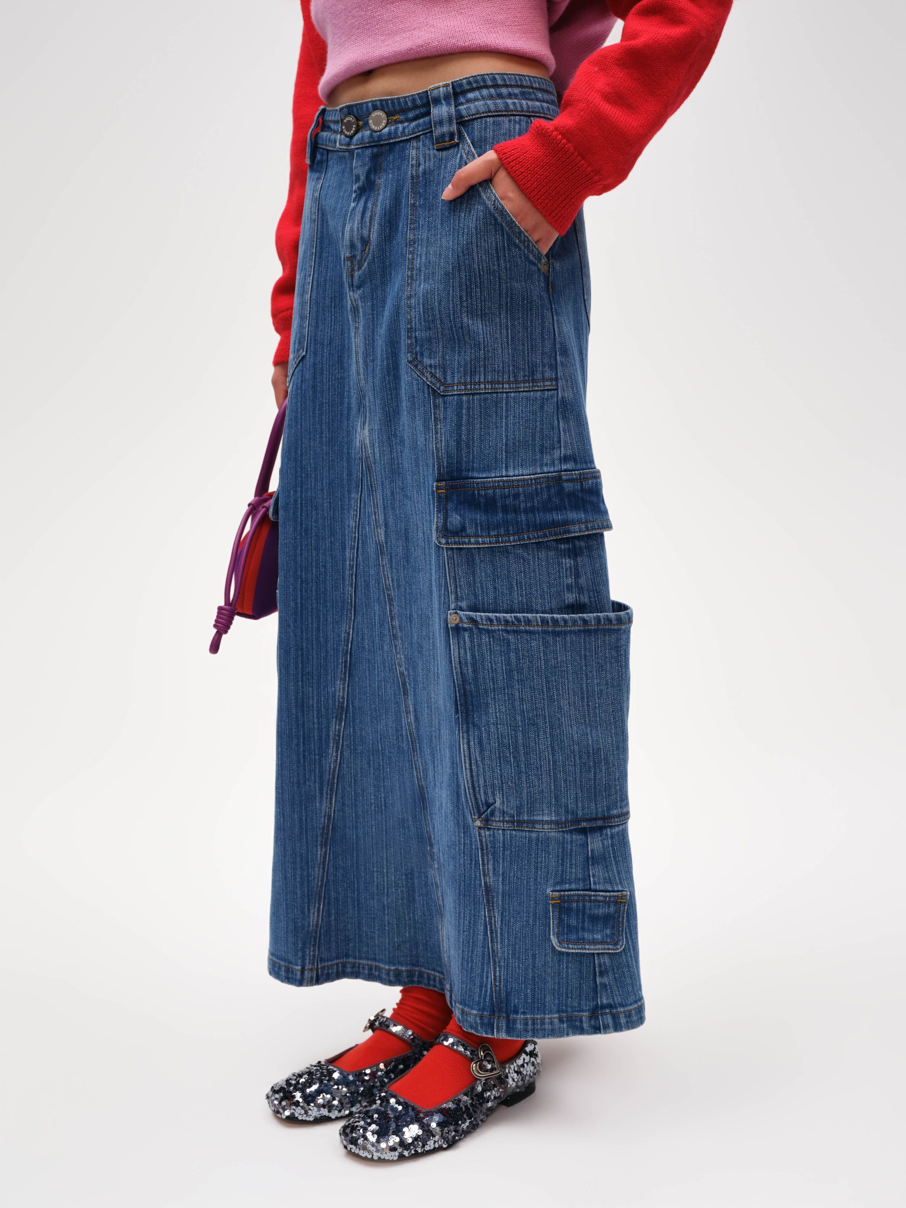 Workwear Bamboo Denim Midi Skirt - 1
