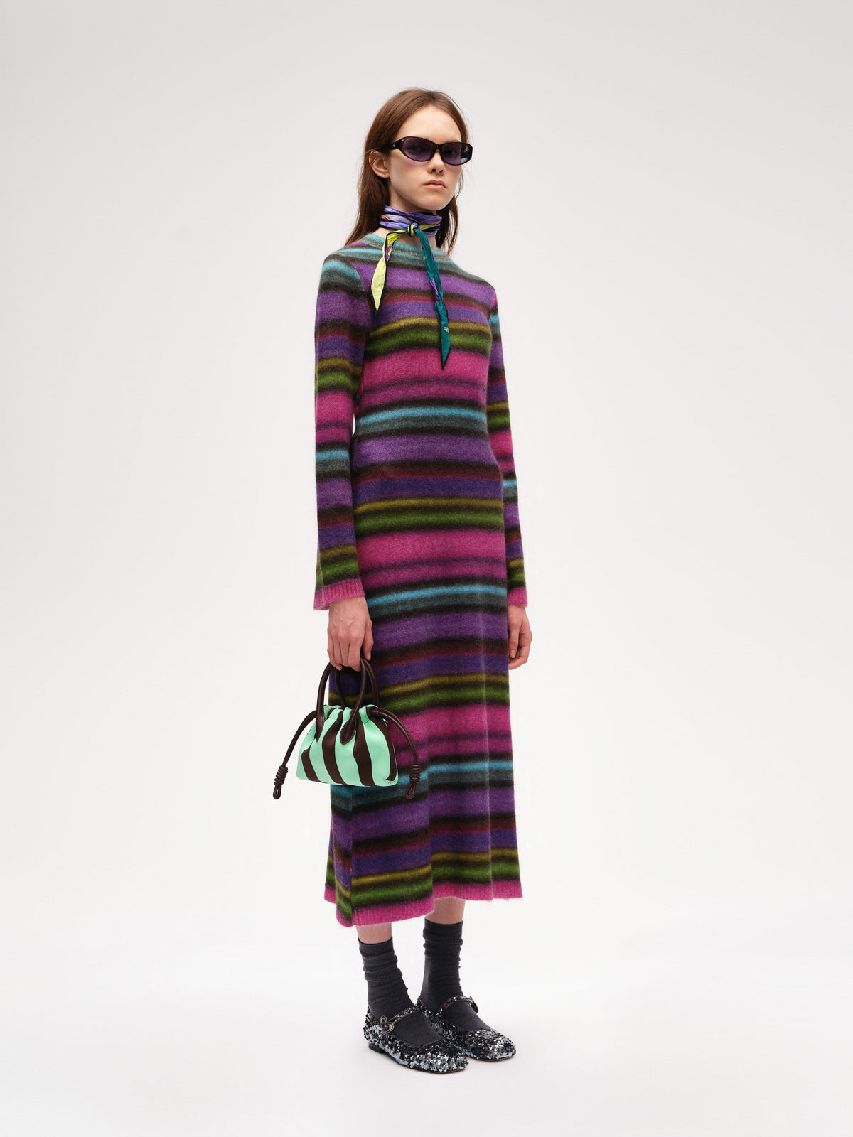 Colorful striped printed knit Dress - 2