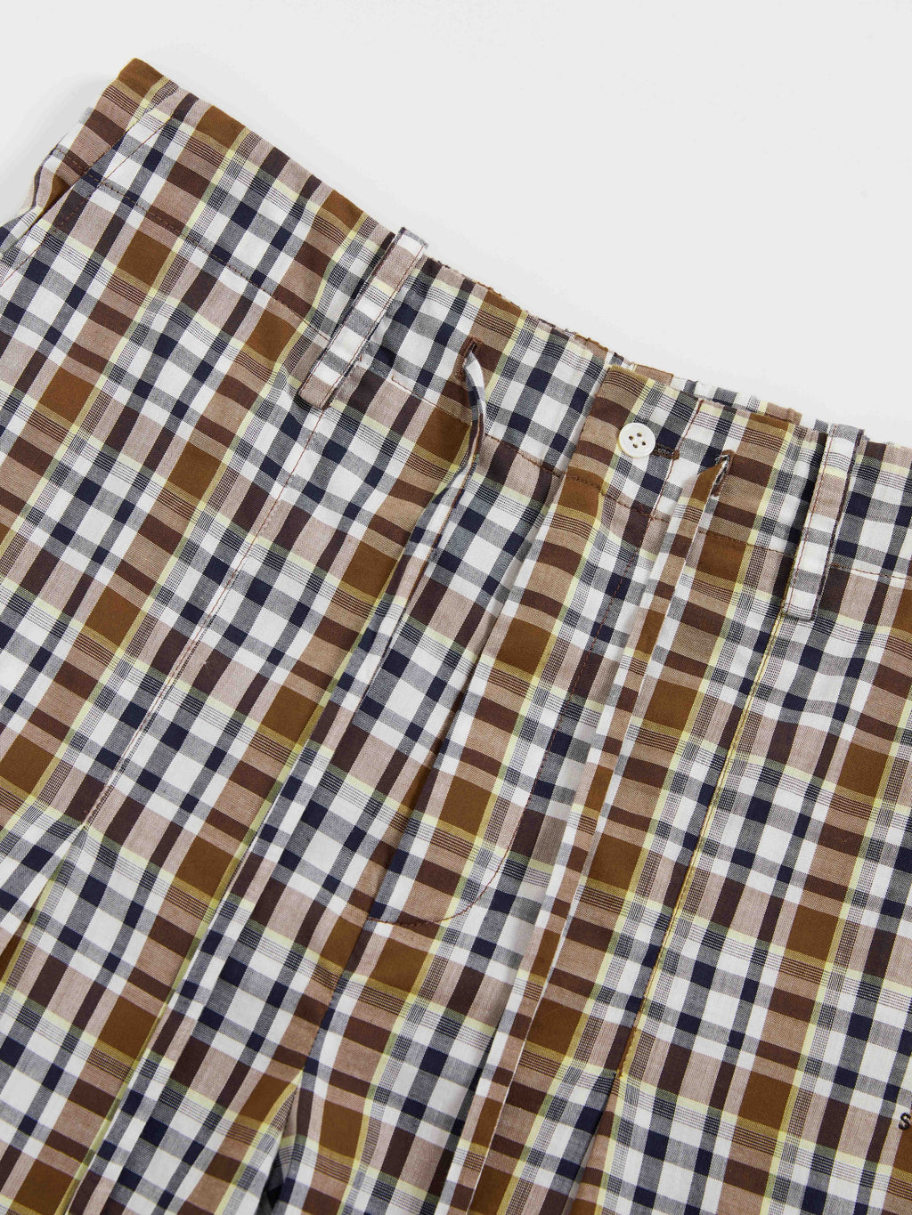 Drawstring Plaid Wide-Leg Trousers - 4
