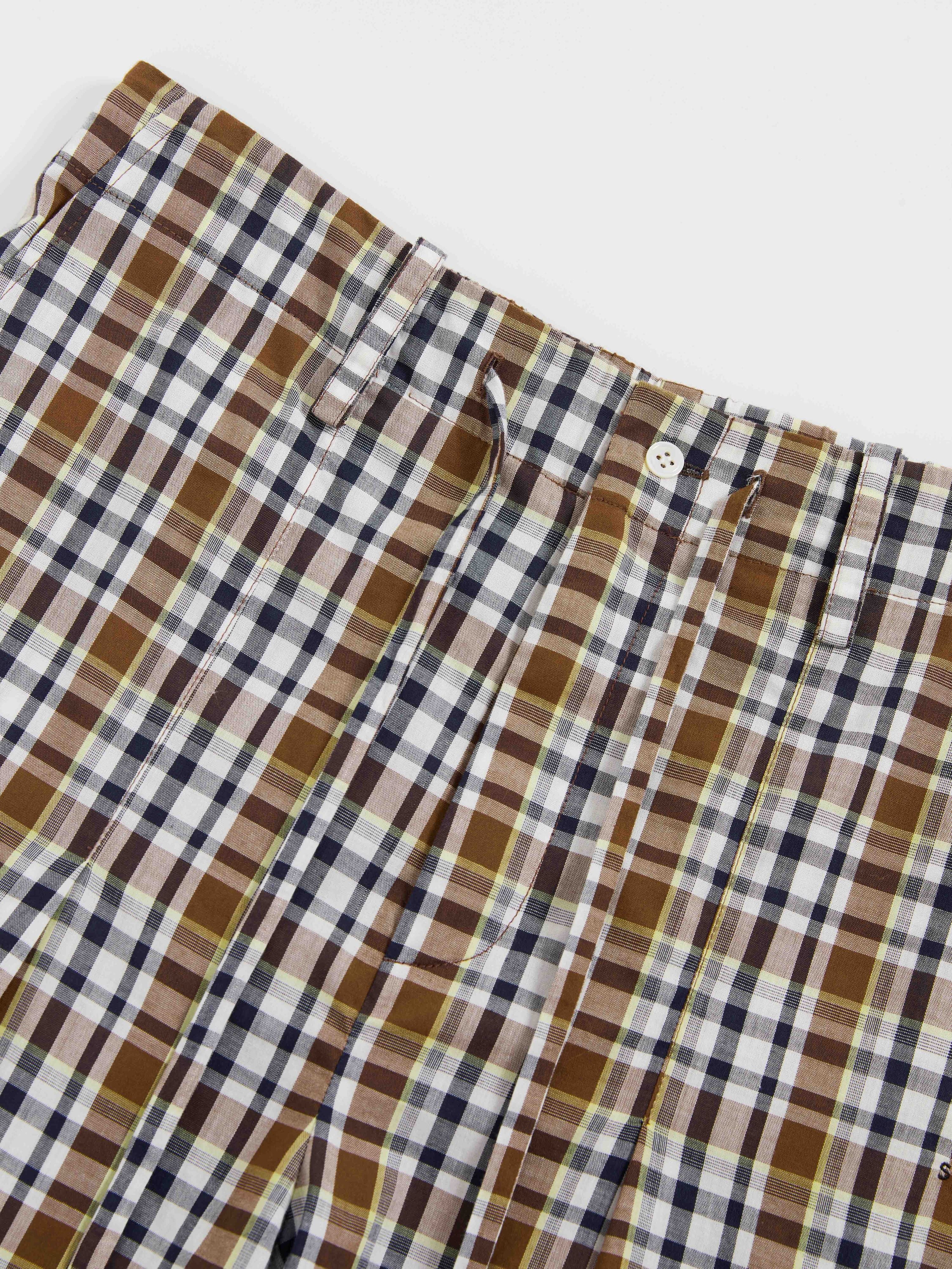 Drawstring Plaid Wide-Leg Trousers - 4