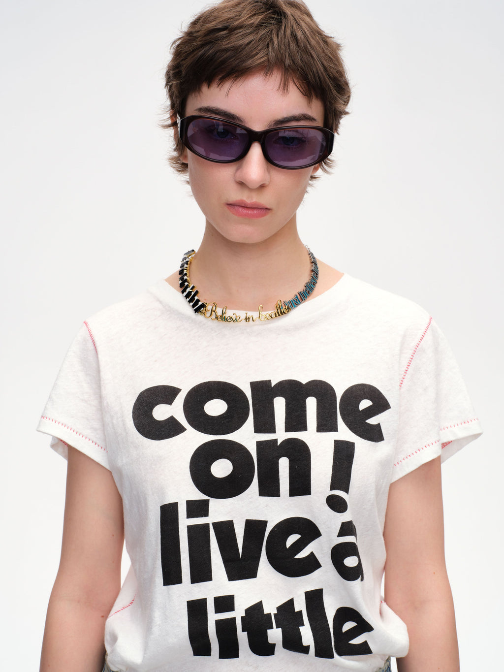 Slogan Print Slim Fit T‑shirt - 1