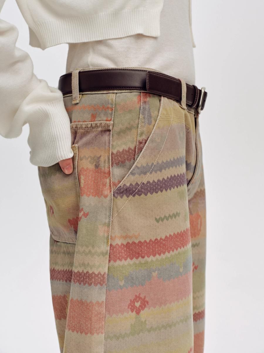 Faux-Sweater Print Cropped Trousers - 6