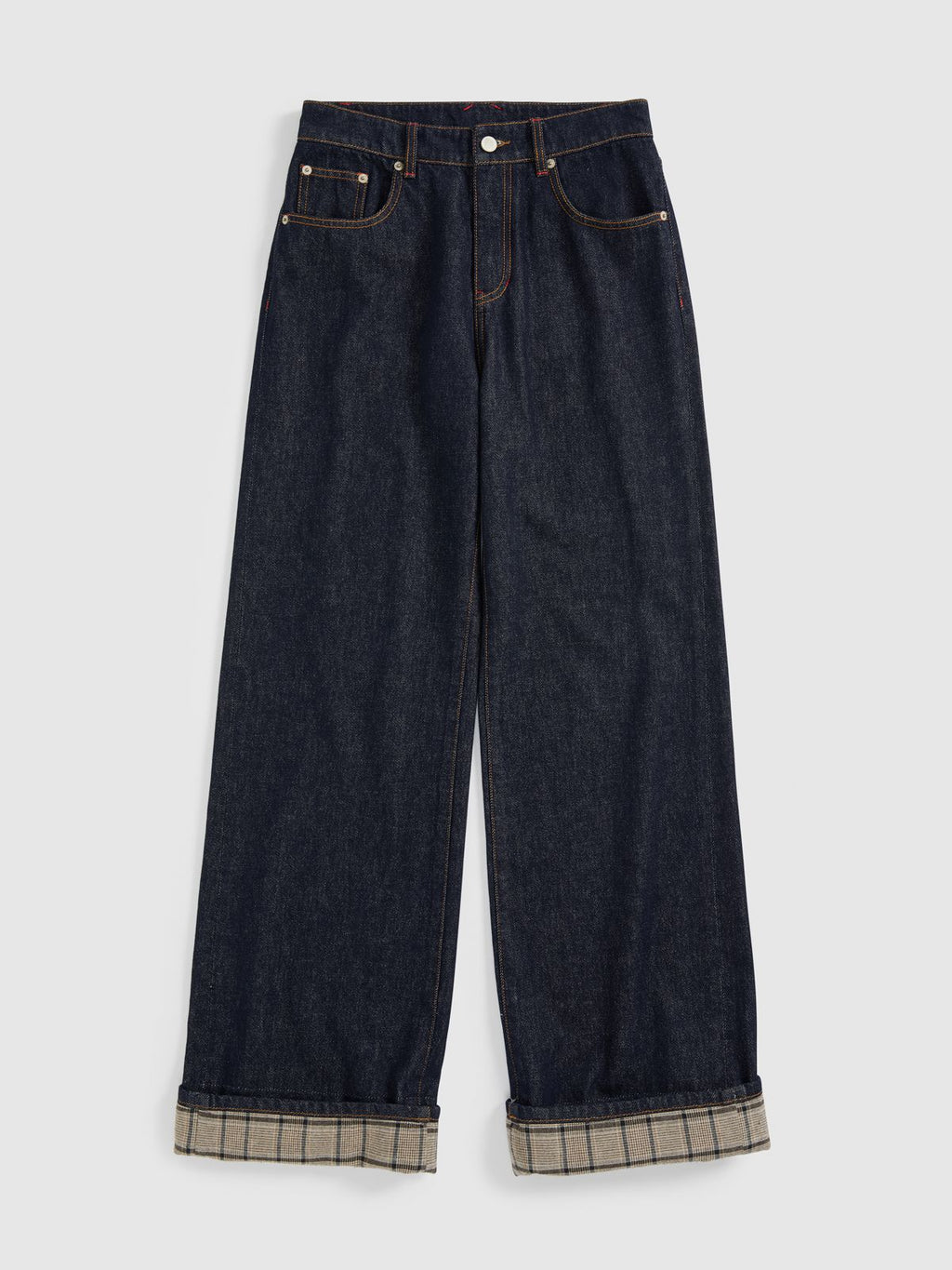 Wide Cuffed Indigo Jeans - 7