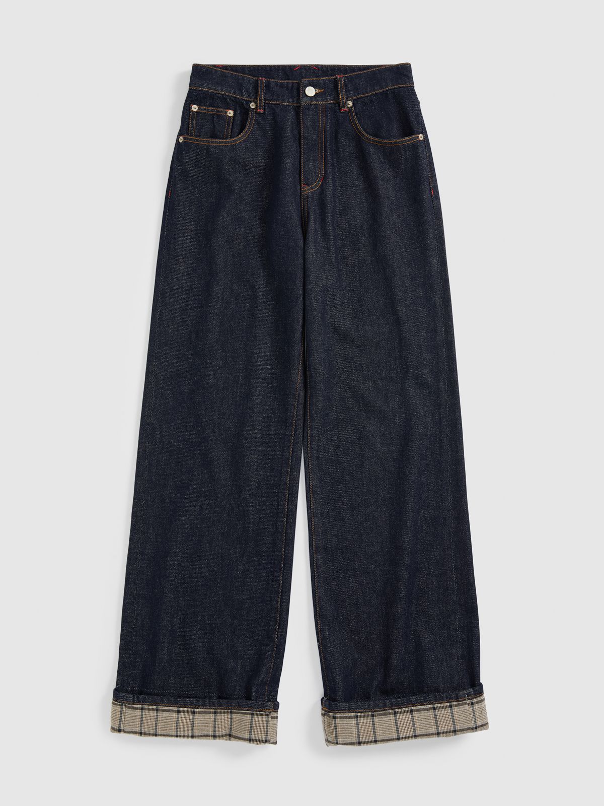 Wide Cuffed Indigo Jeans - 7