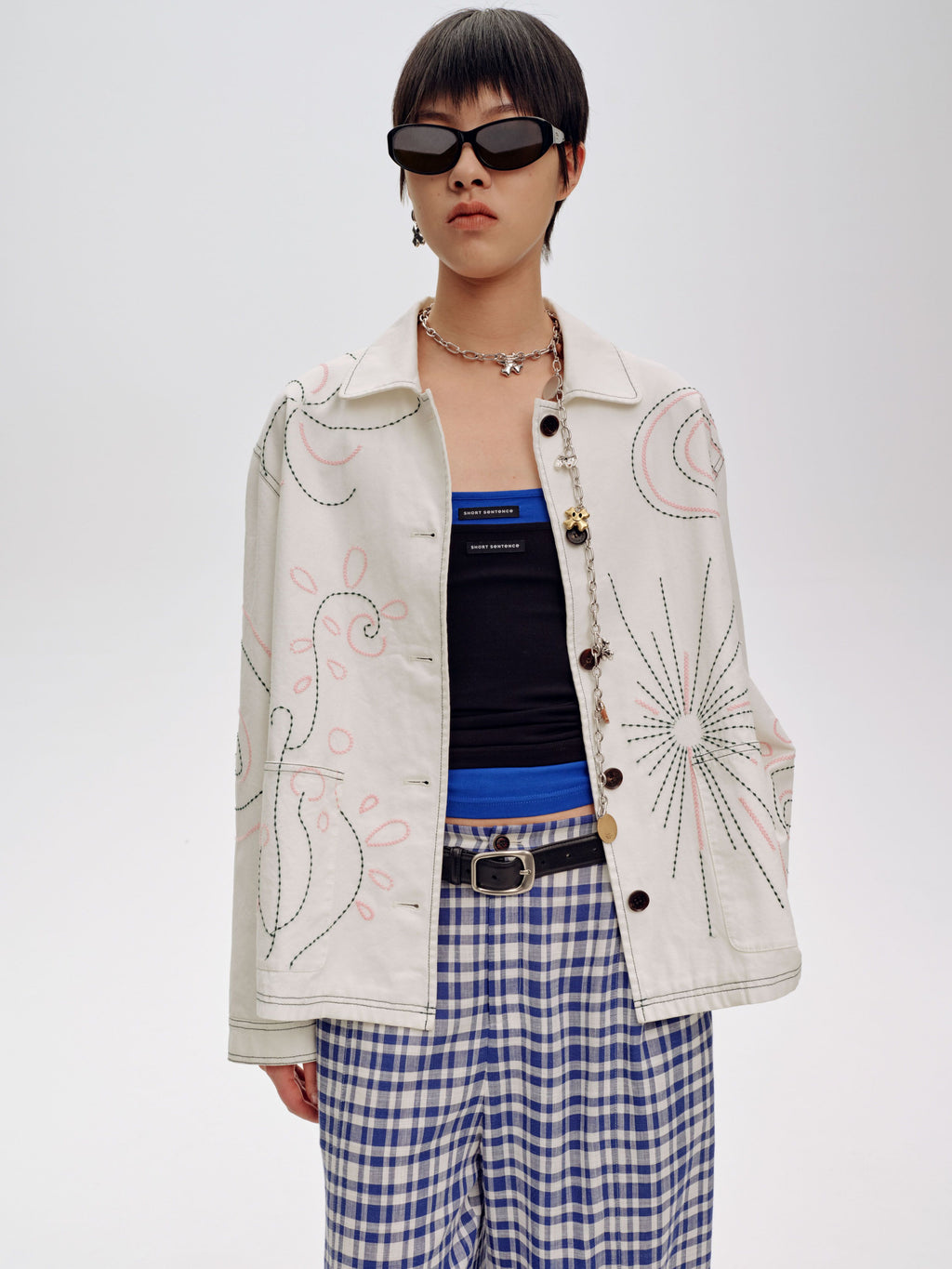 Embroidered Cargo Jacket - 1