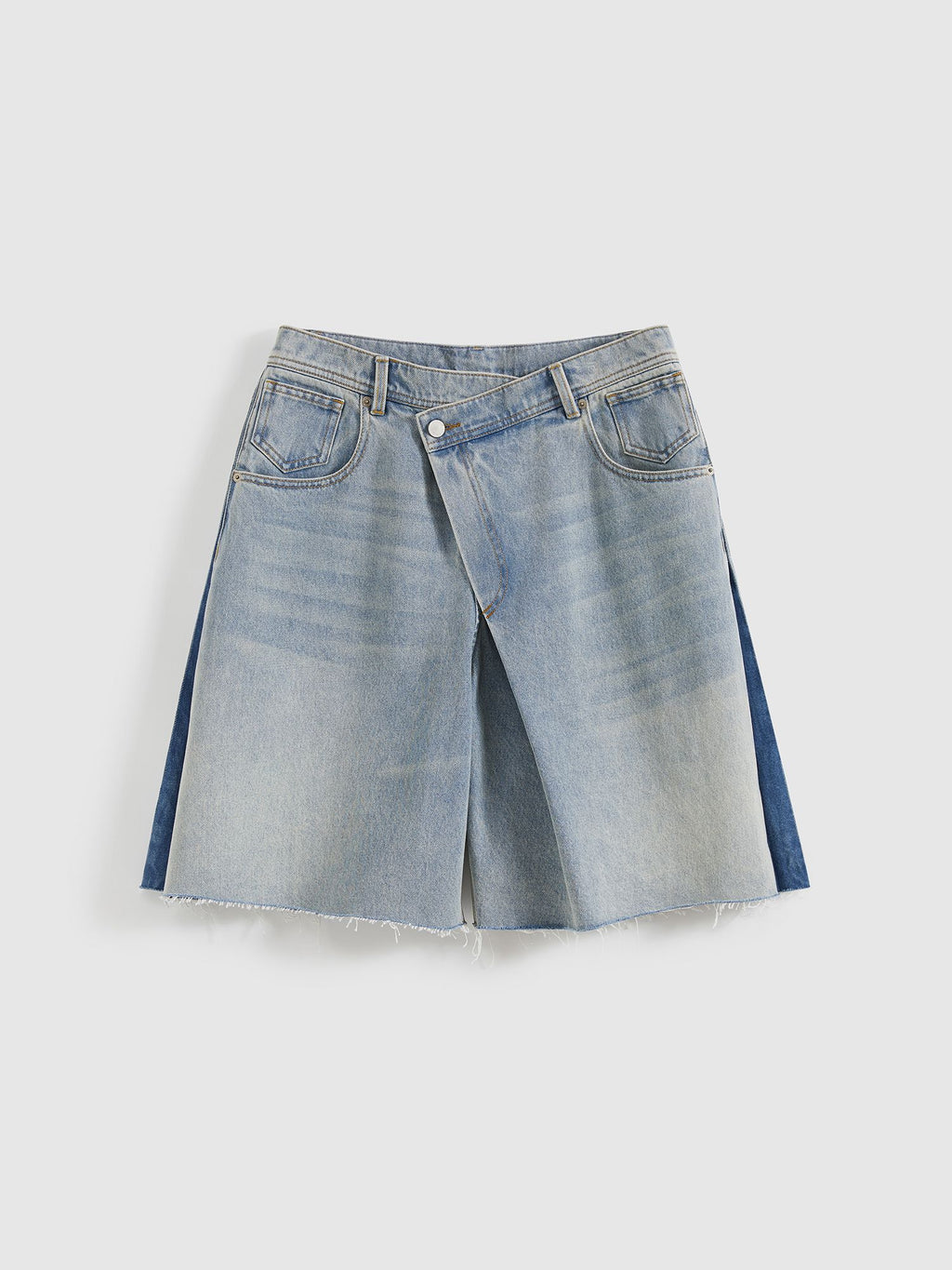Side Panel Denim Shorts - 8