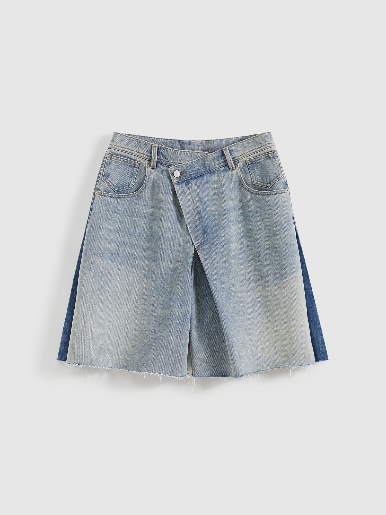 Side Panel Denim Shorts - 8