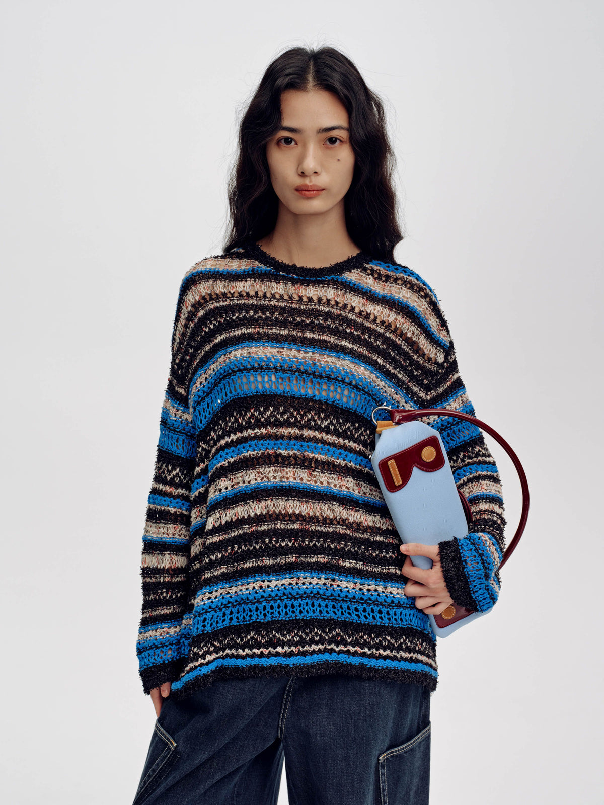 Loose Multicolor Long-Sleeve Sweater - 1