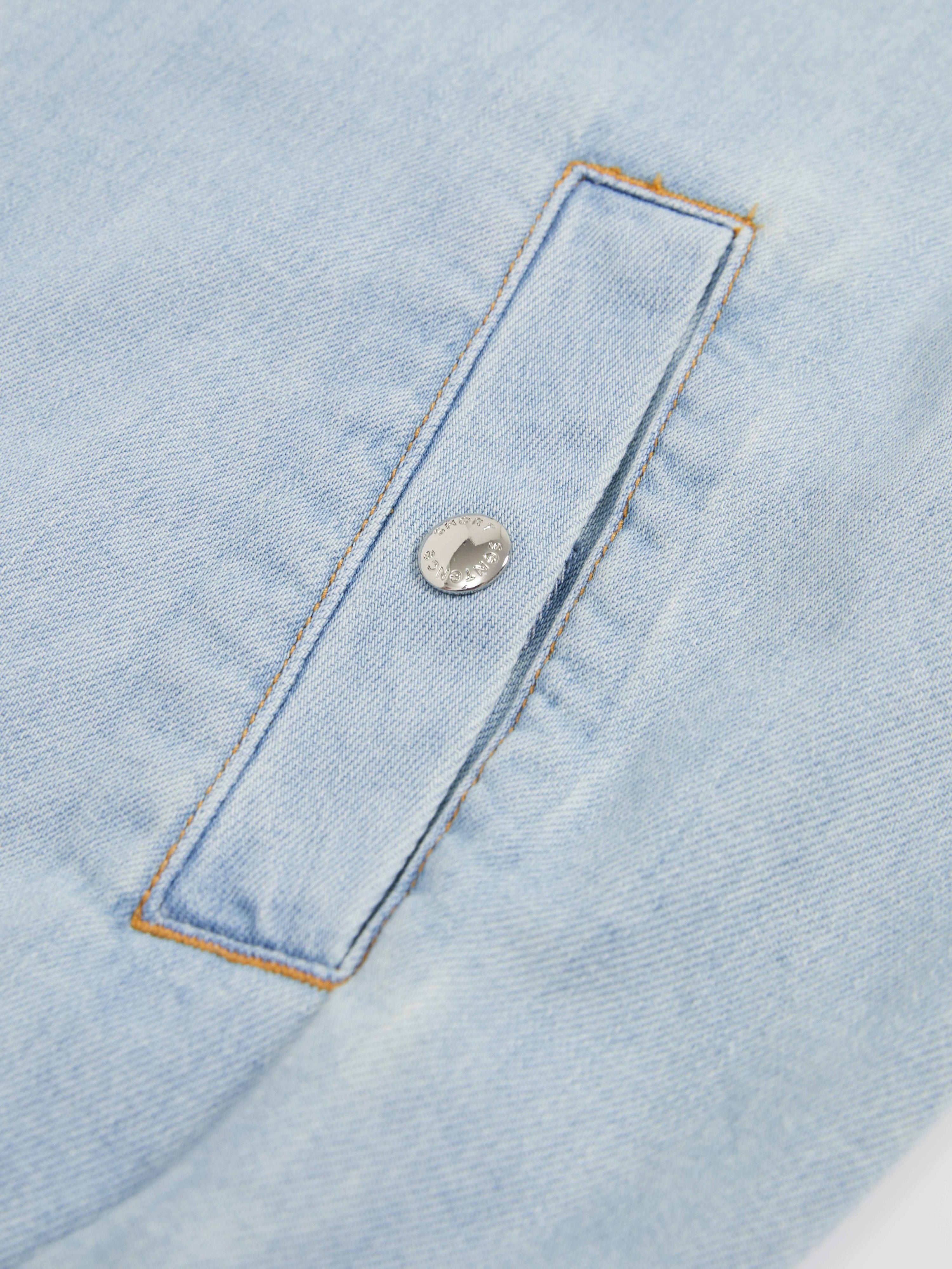 Ruffled Collar Tencel Denim Jacket - 7