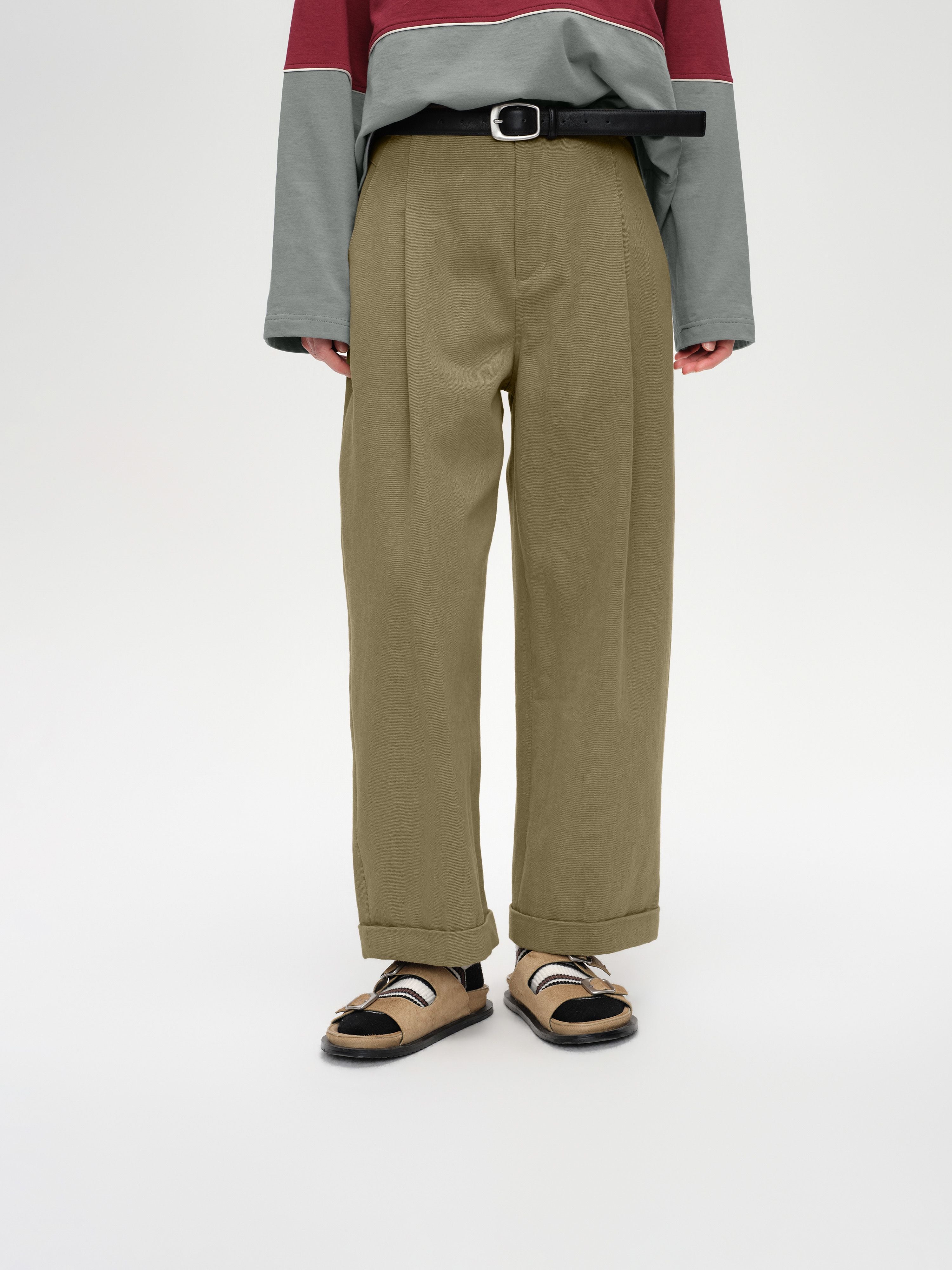 Cuffed Pleat Trousers - 1