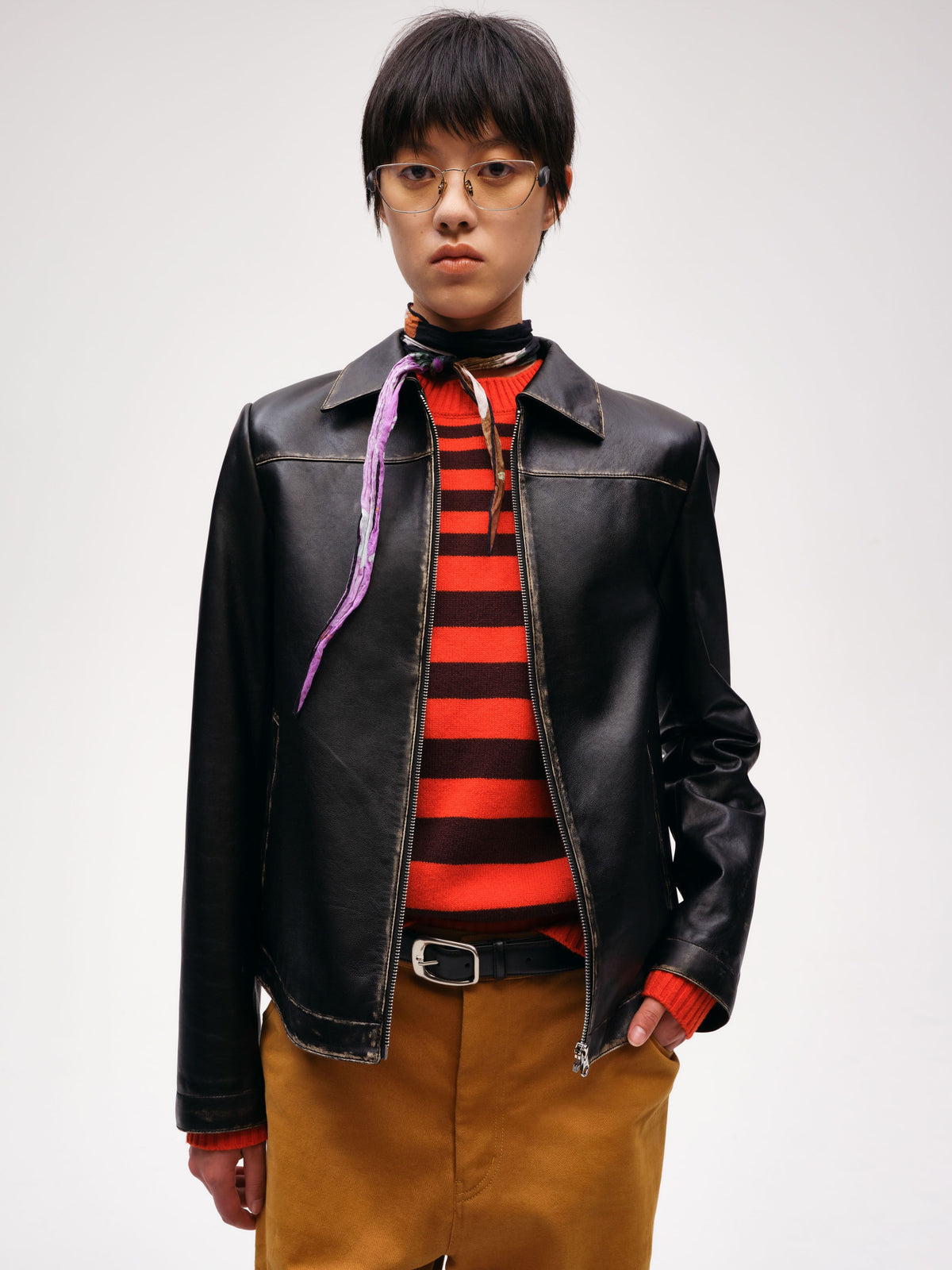 Genuine leather slim fit color polished jacket - 5
