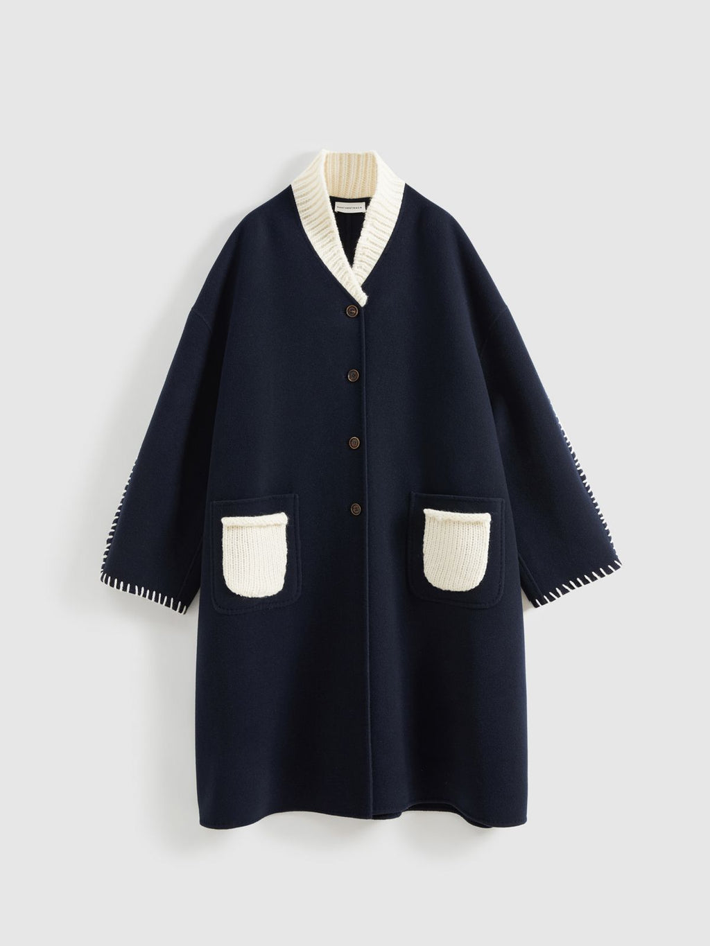 Knitted Lapel Double-Face Coat - 7