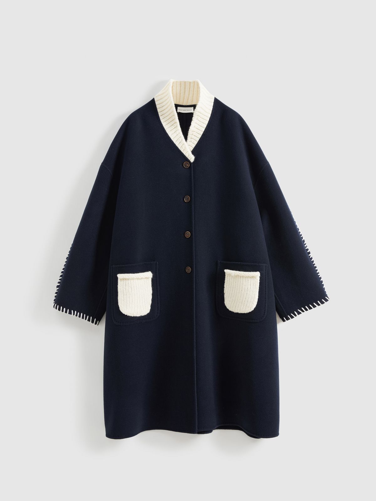 Knitted Lapel Double-Face Coat - 7