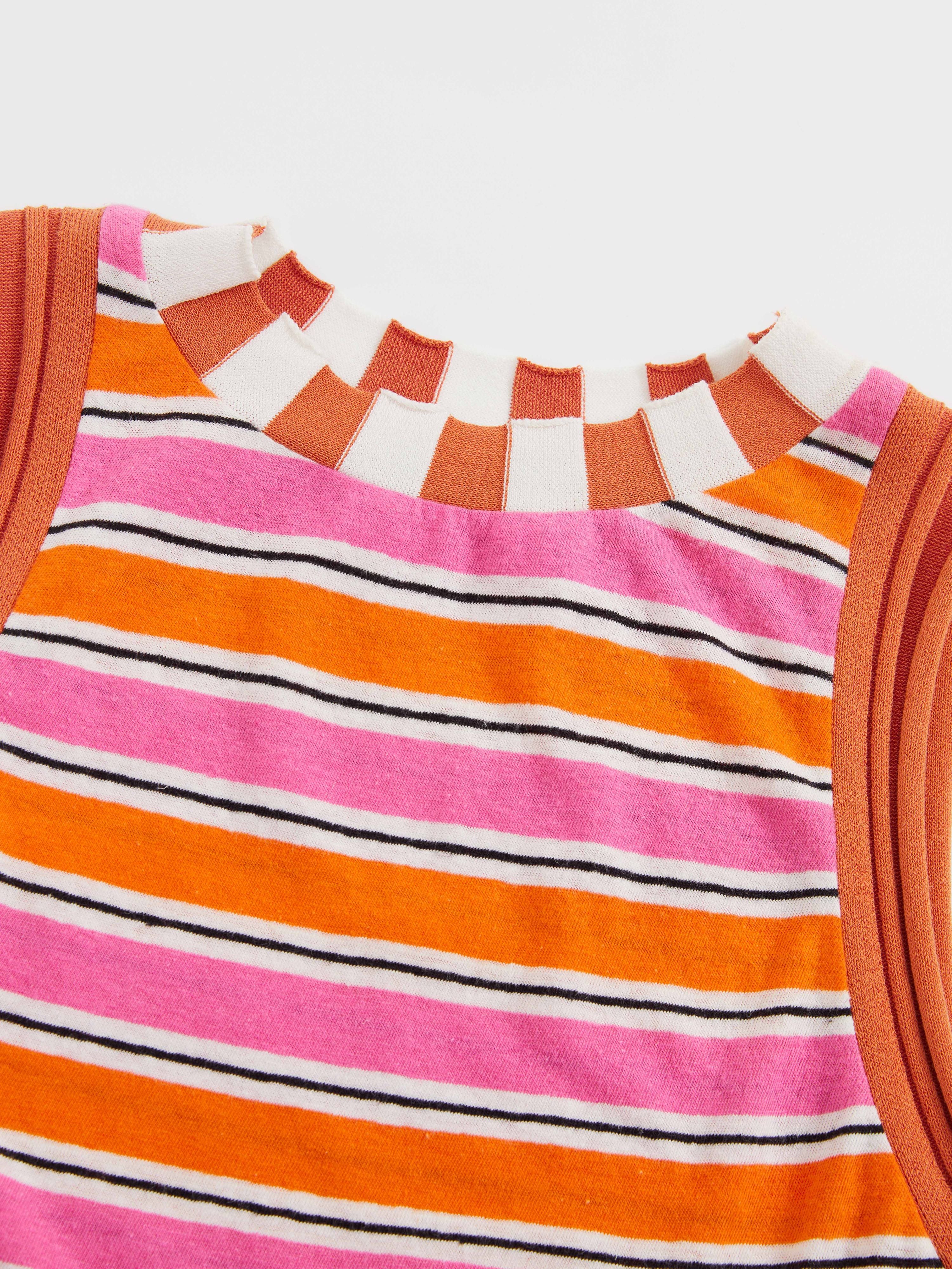 Striped Linen Cotton Vest Dress - 5