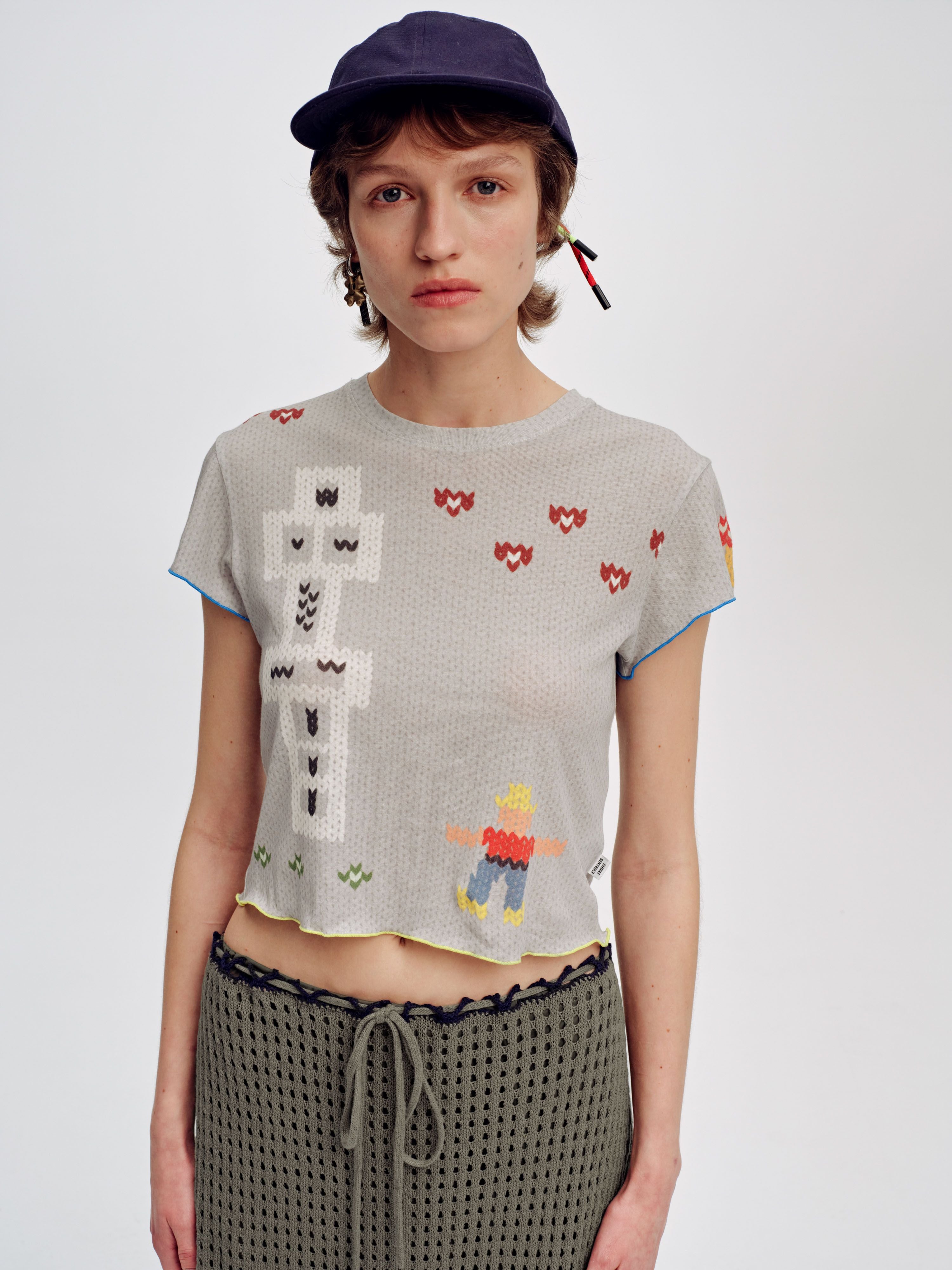 Faux Sweater Print Slim-Fit T-Shirt - 1