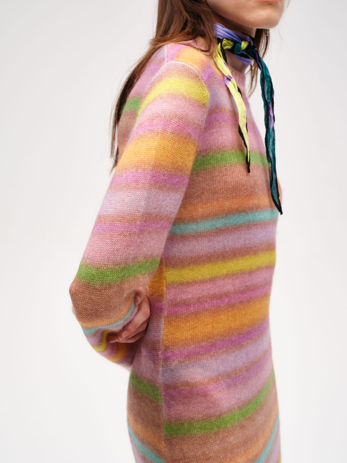 Colorful striped printed knit Dress - 4