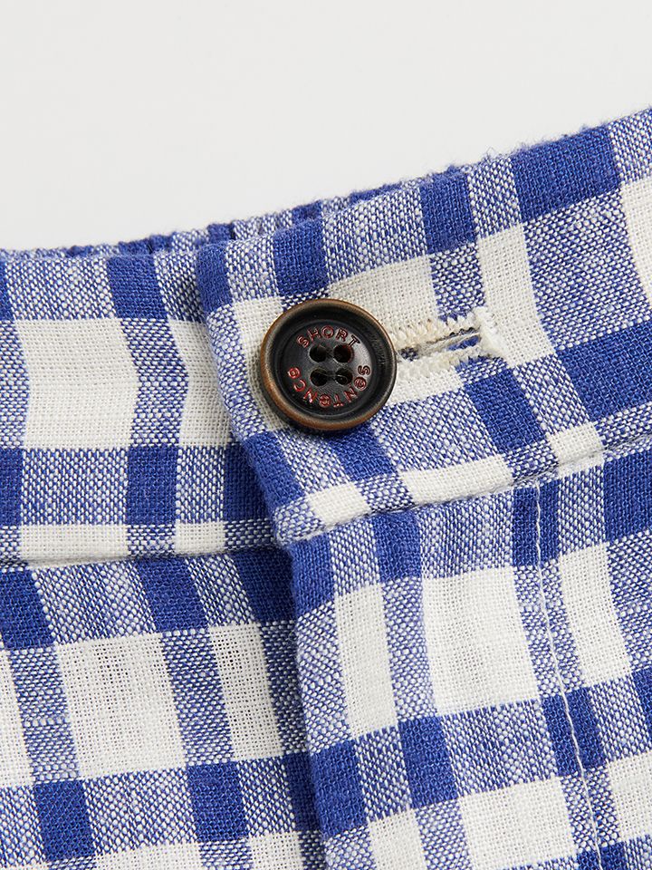 Blue & White Checkered Lounge Trousers - 4