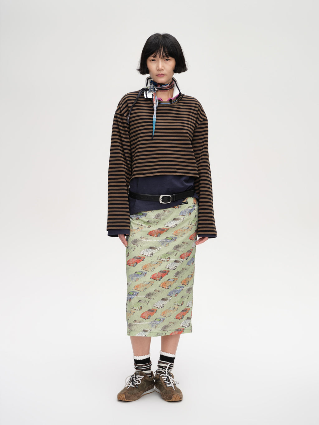 Crinkled Car‑Print Skirt - 2