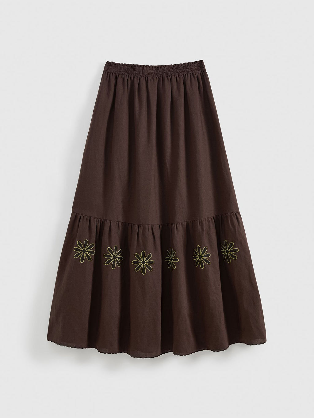 Floral Applique Embroidered Maxi Skirt - 8