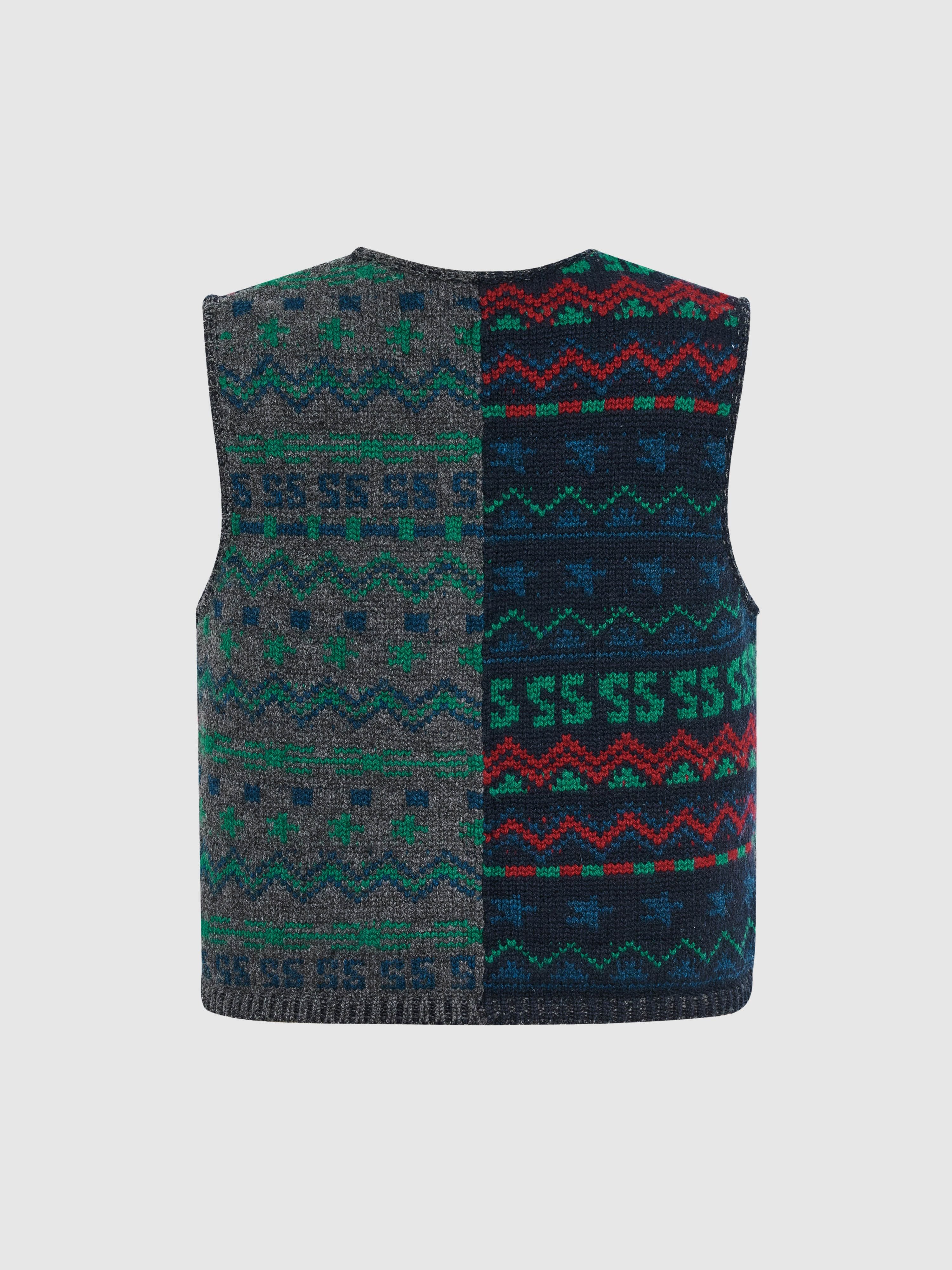 Fair Isle Short Zipper Vest - 6
