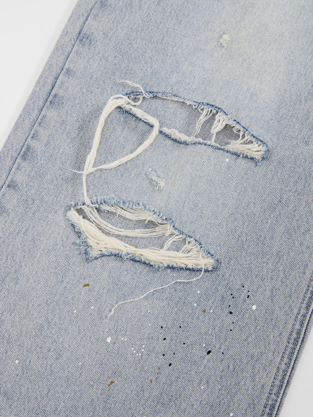 Loose Fit Ripped Paint Splatter Jeans - 6