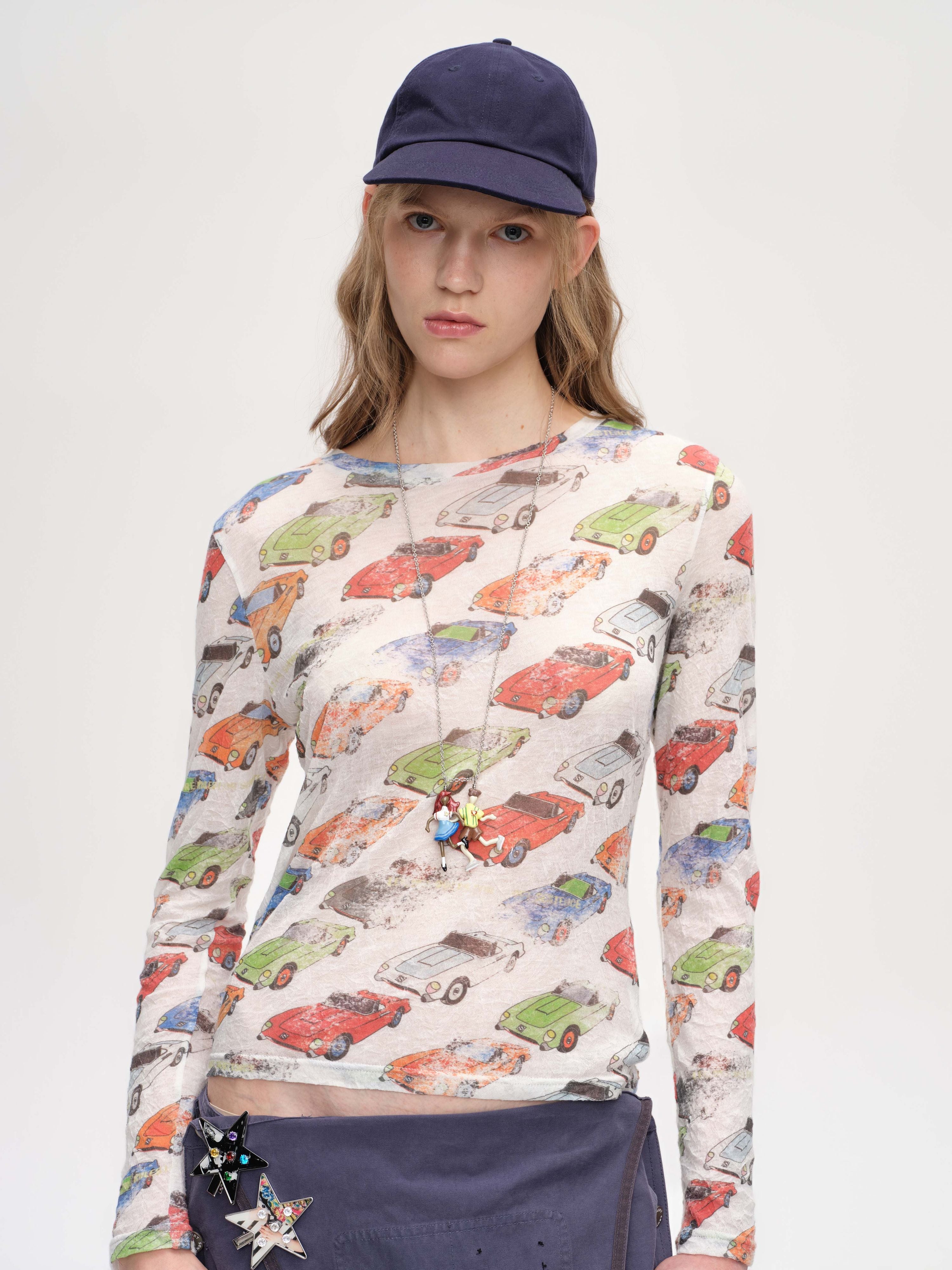 Crinkled Car-Print Shirt - 1