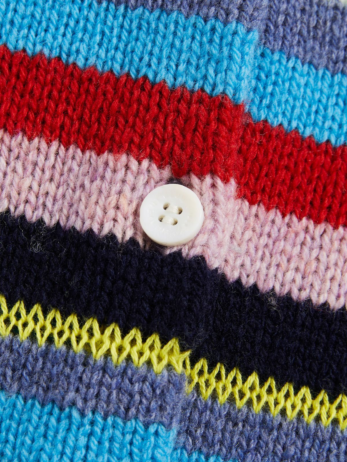 Striped Multi-Button Knit Vest - 5