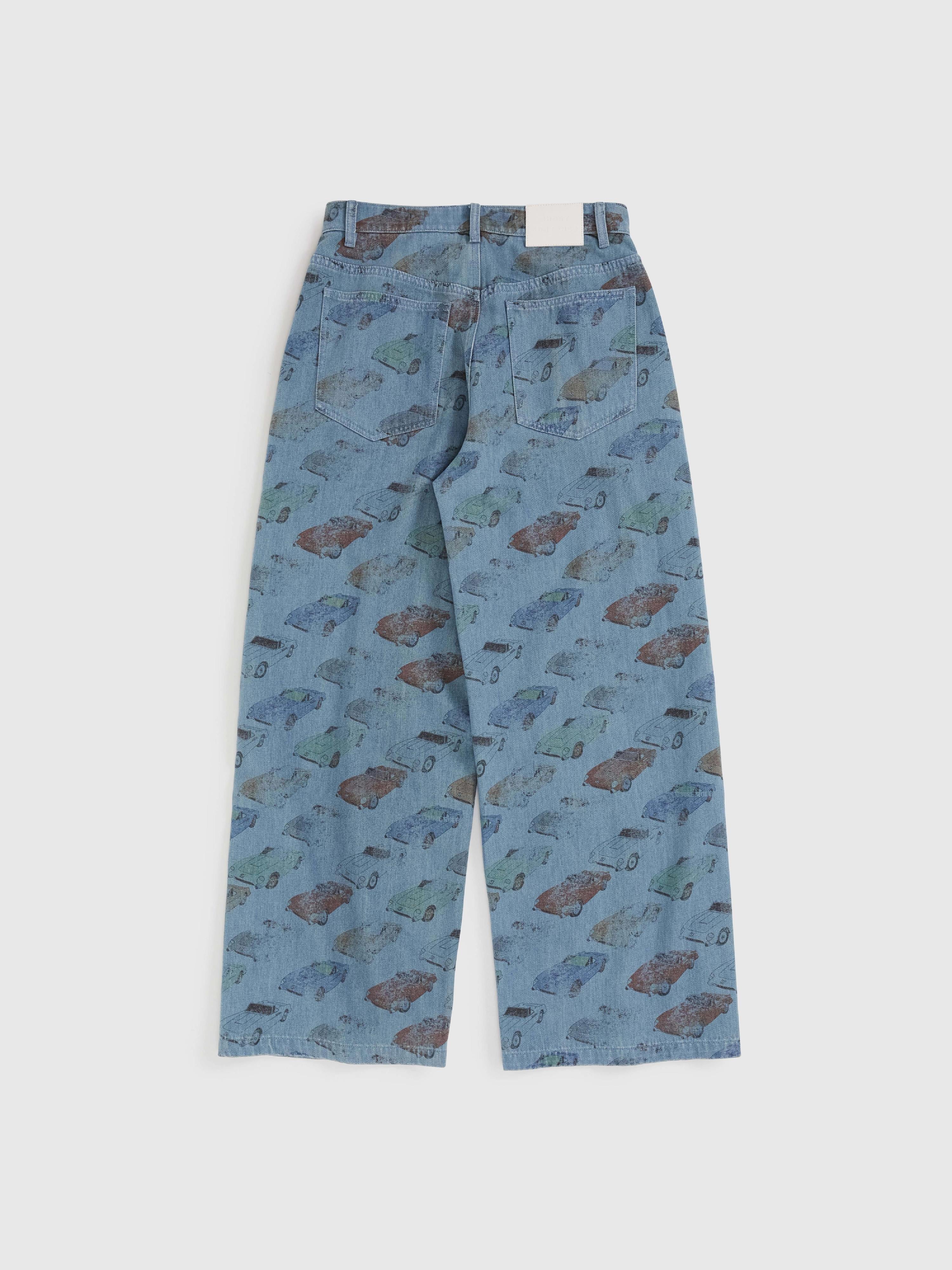 Car‑Print Snap Jeans - 10