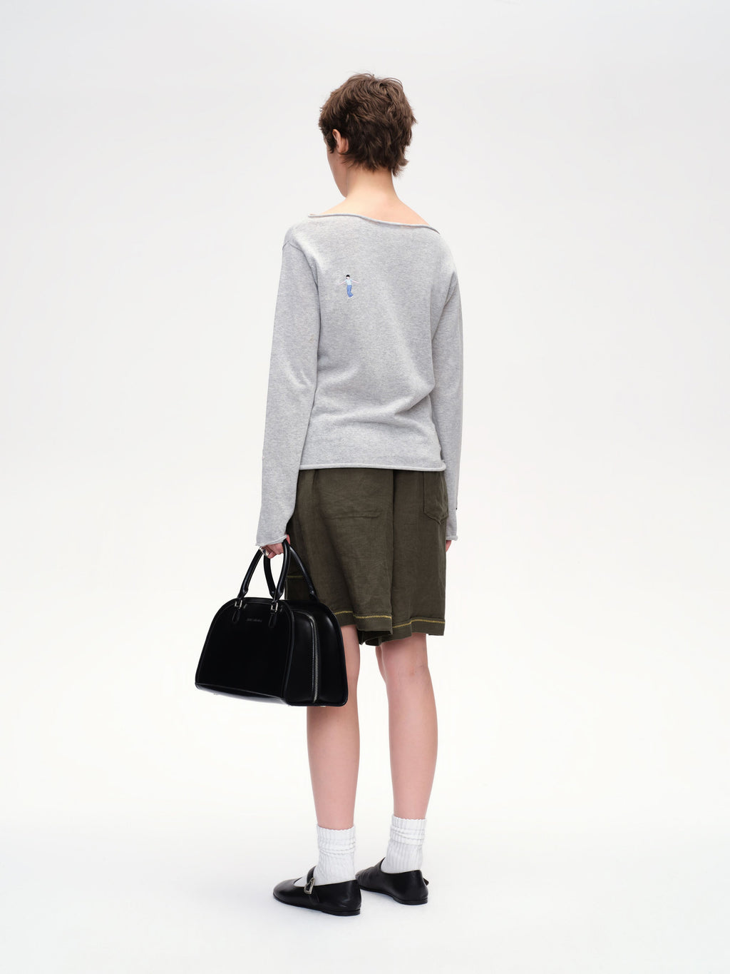 Figure Motif Embroidered Knit Top - 4